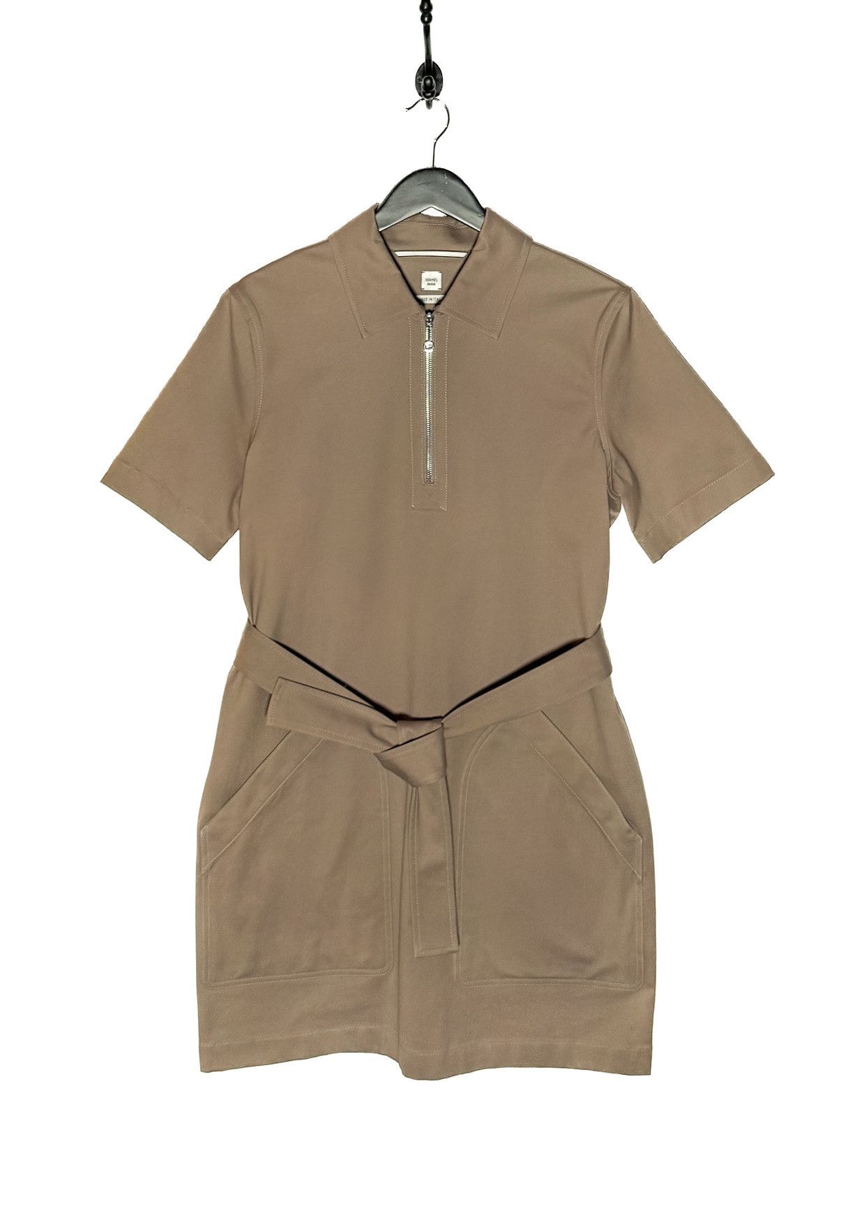 Hermes Hermès Light Brown Belted Zipped Mini Dress Size M / US 6-8 / IT 42-44 - 1 Thumbnail