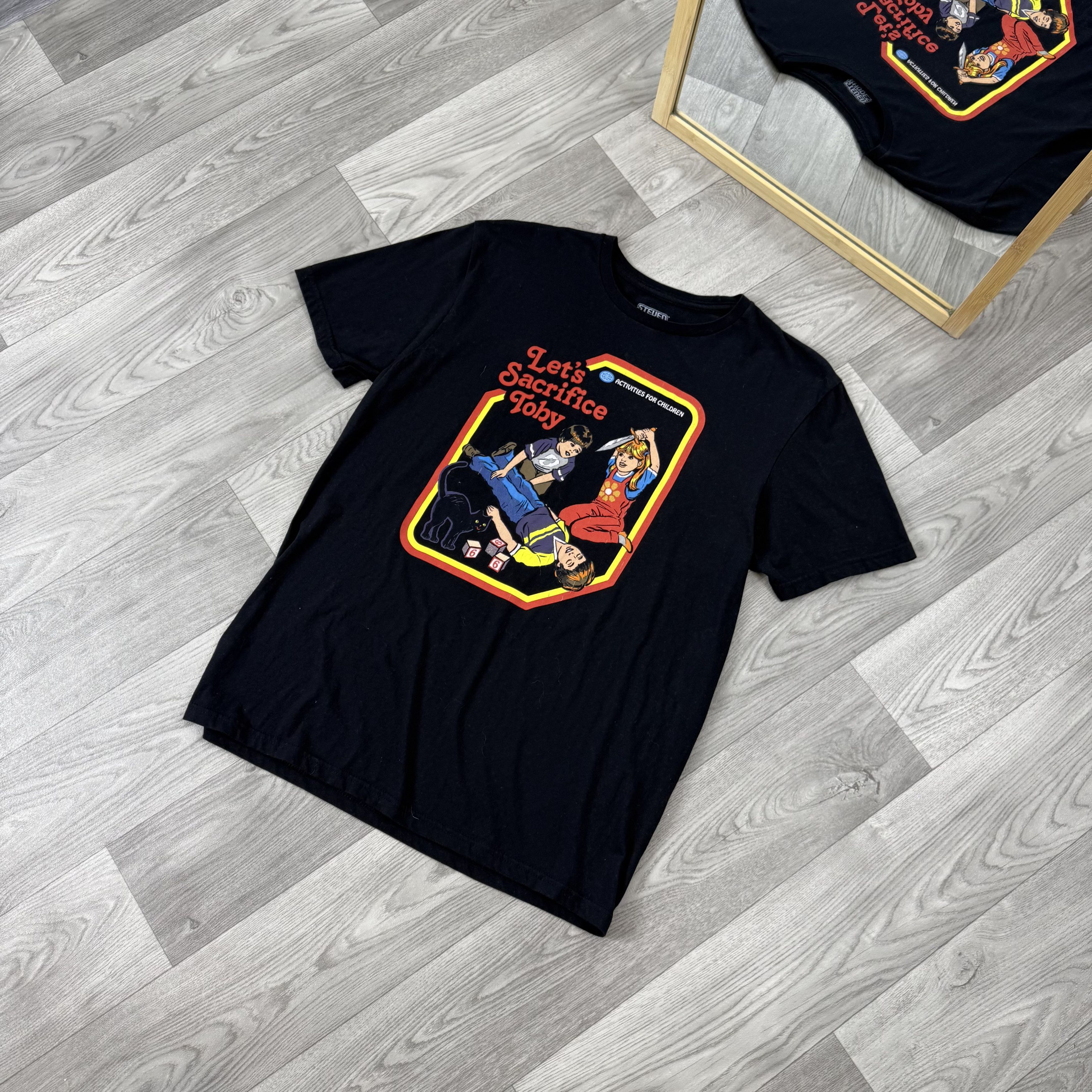 Vintage Steven Rhodes Black Graphic Tee Shirt Size US L / EU 52-54 / 3 - 3 Thumbnail