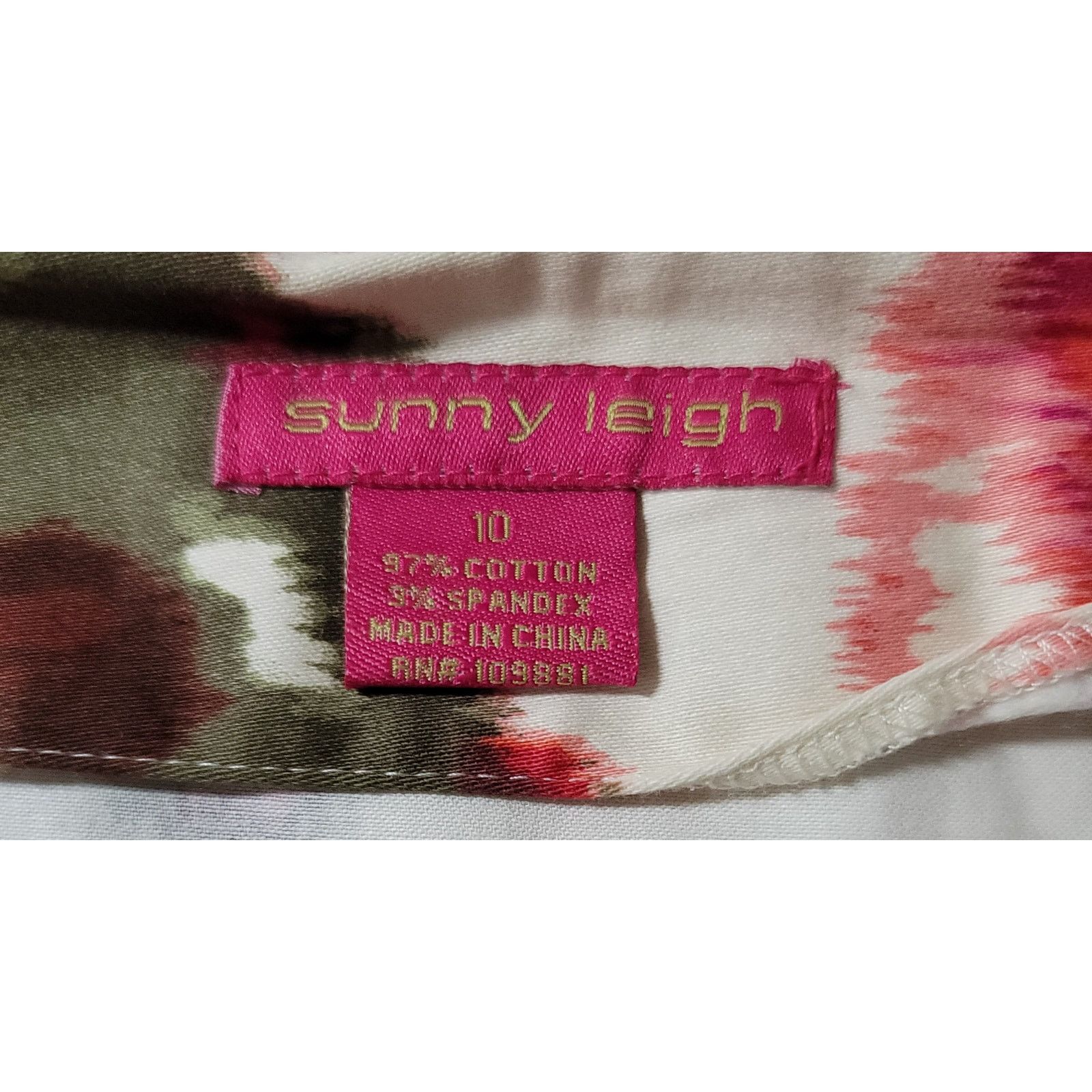Other Sunny Leigh Green Pink Abstract Pencil Skirt 10 Ruched Size 32" / US 10 / IT 46 - 3 Thumbnail