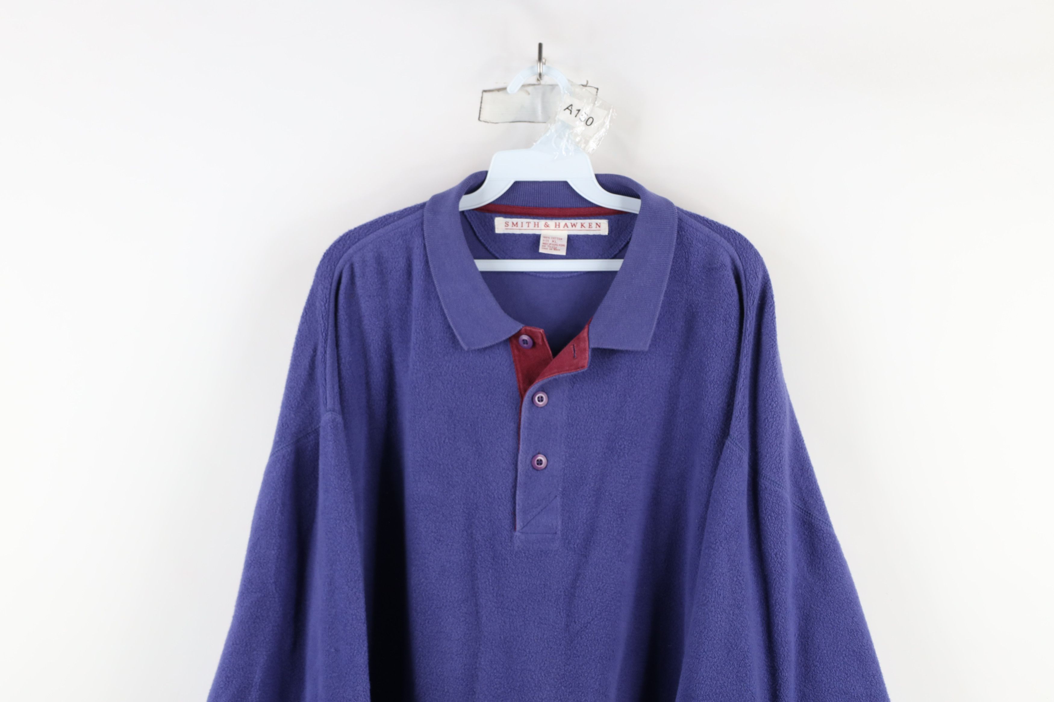 Vintage Vintage 90s Streetwear Reverse Fleece Collared Sweatshirt Size US XL / EU 56 / 4 - 2 Thumbnail