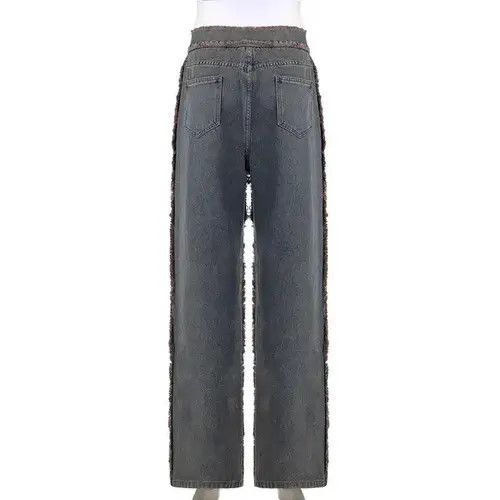 Jean Vintage Tassel Fur Trim Patchwork Jeans Size 27" / US 4 / IT 40 - 4 Thumbnail