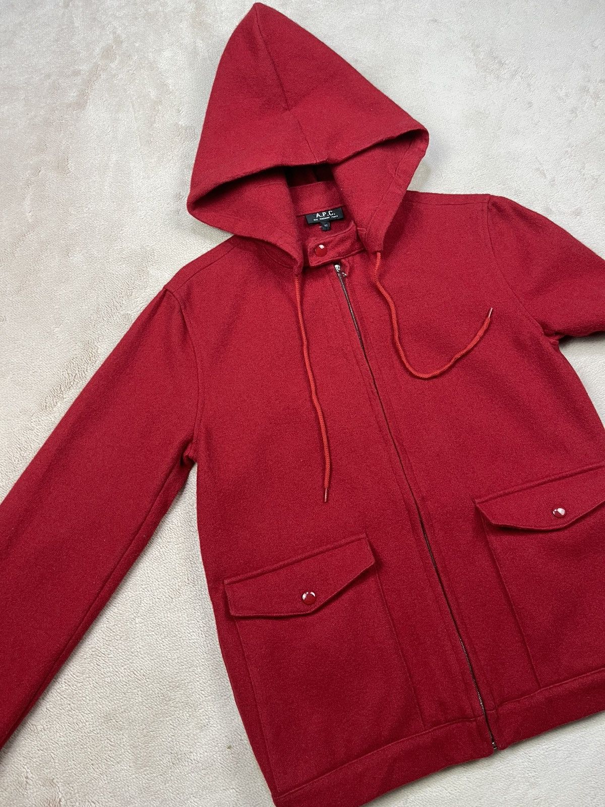 A.P.C. Vintage APC Detachable Hoodie Red Wool Jacket Size US XS / EU 42 / 0 - 4 Thumbnail