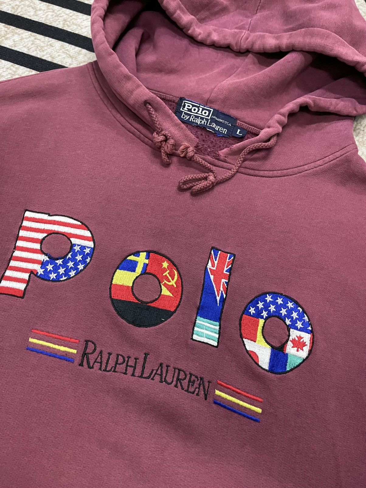Polo Ralph Lauren × Vintage 90s POLO RALPH LAUREN EMBROIDERED LOGO DISTRESSED HOODIE Size US L / EU 52-54 / 3 - 8 Thumbnail