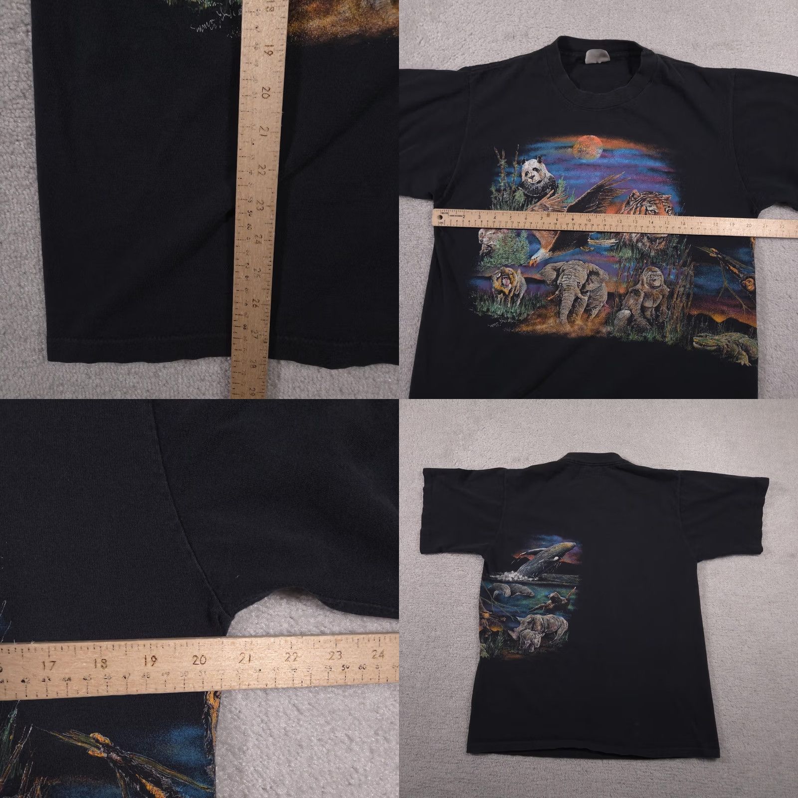 Elwood VINTAGE Hazelwood Wildlife Animals Shirt Mens L Black Made USA Double Sided 90s Size US L / EU 52-54 / 3 - 8 Thumbnail