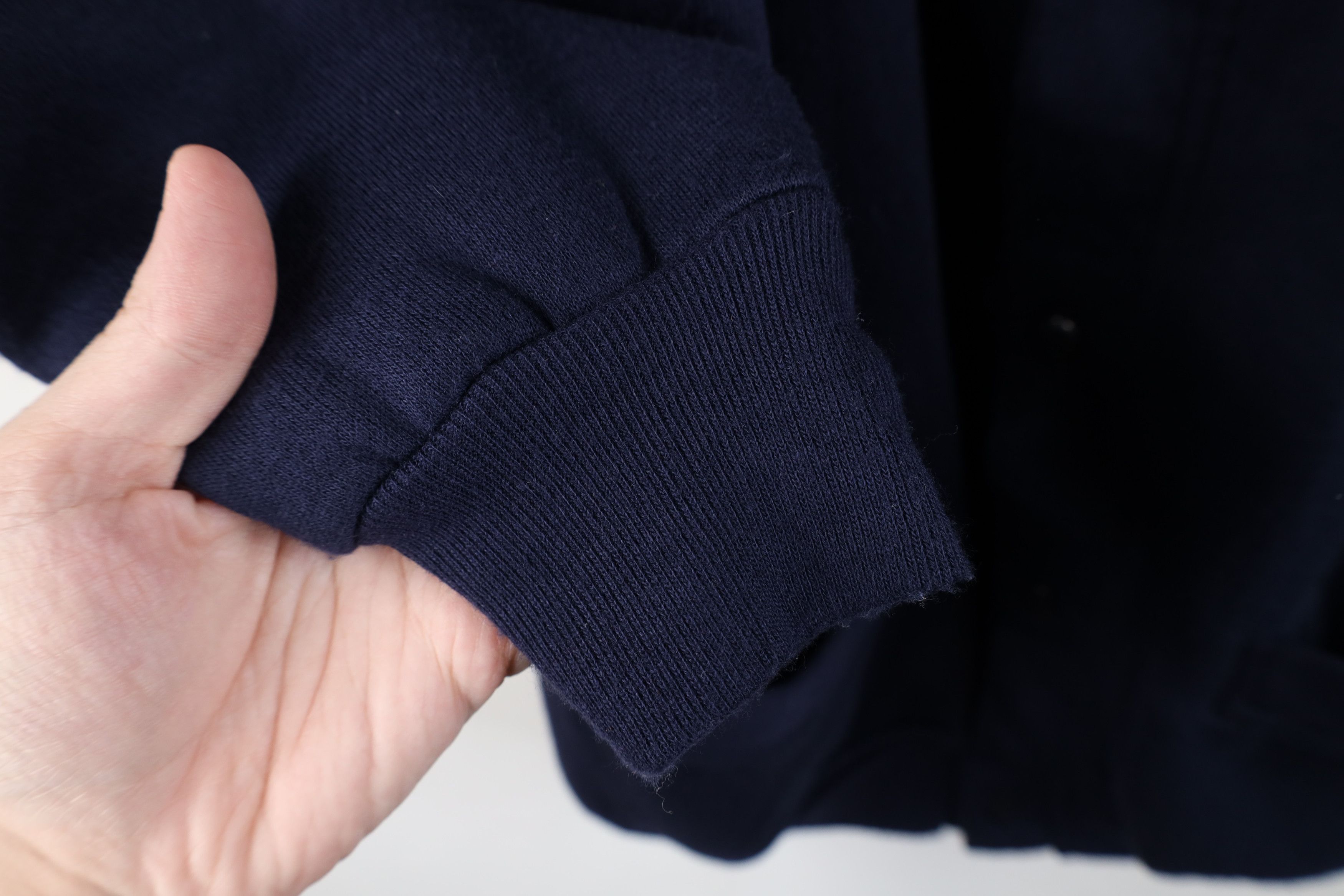 Vintage Vintage 90s Streetwear Blank Cardigan Sweatshirt Navy Blue Size US L / EU 52-54 / 3 - 9 Thumbnail