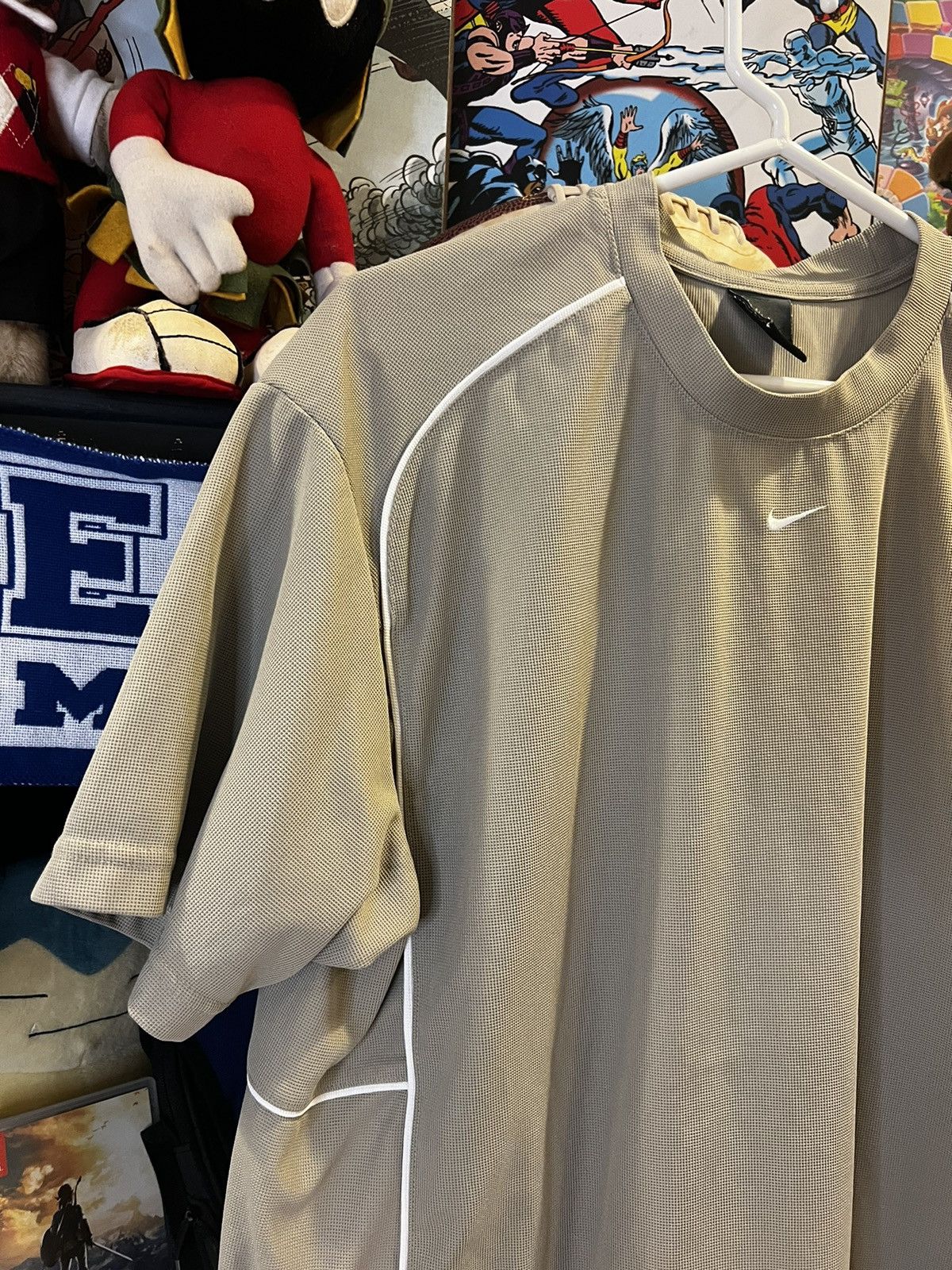Nike × Vintage VTG Cream NIKE center check Tee Size US L / EU 52-54 / 3 - 3 Thumbnail