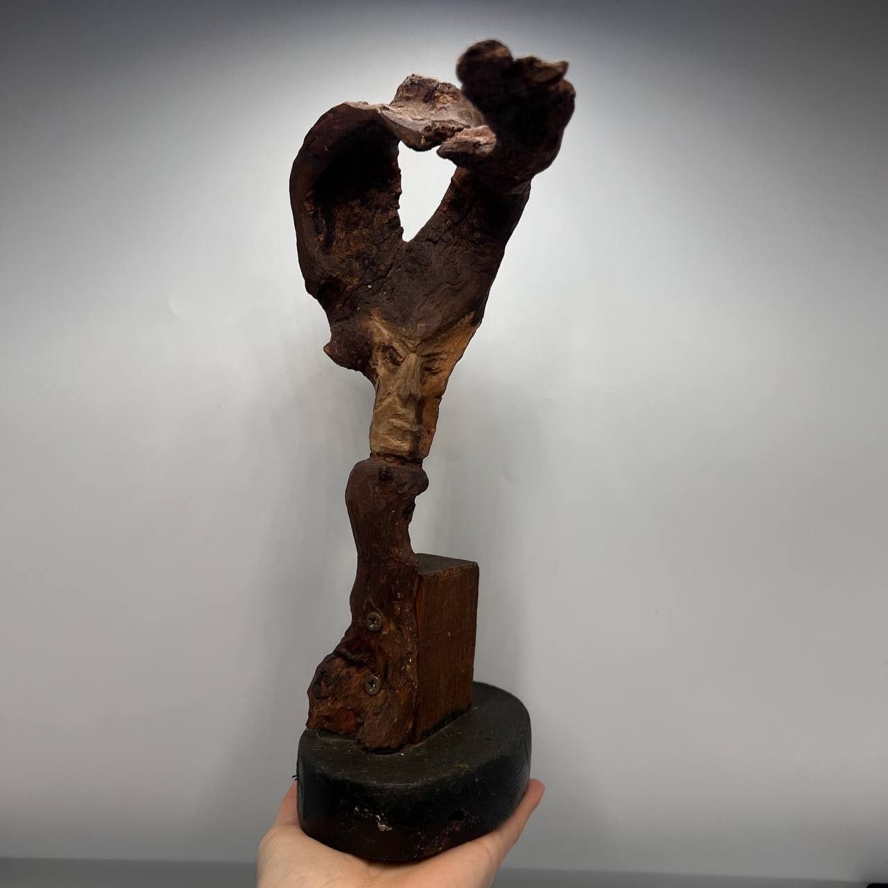 Vintage Handcrafted Vintage Decorative Figure Man Wood 11.4" Size ONE SIZE - 1 Thumbnail