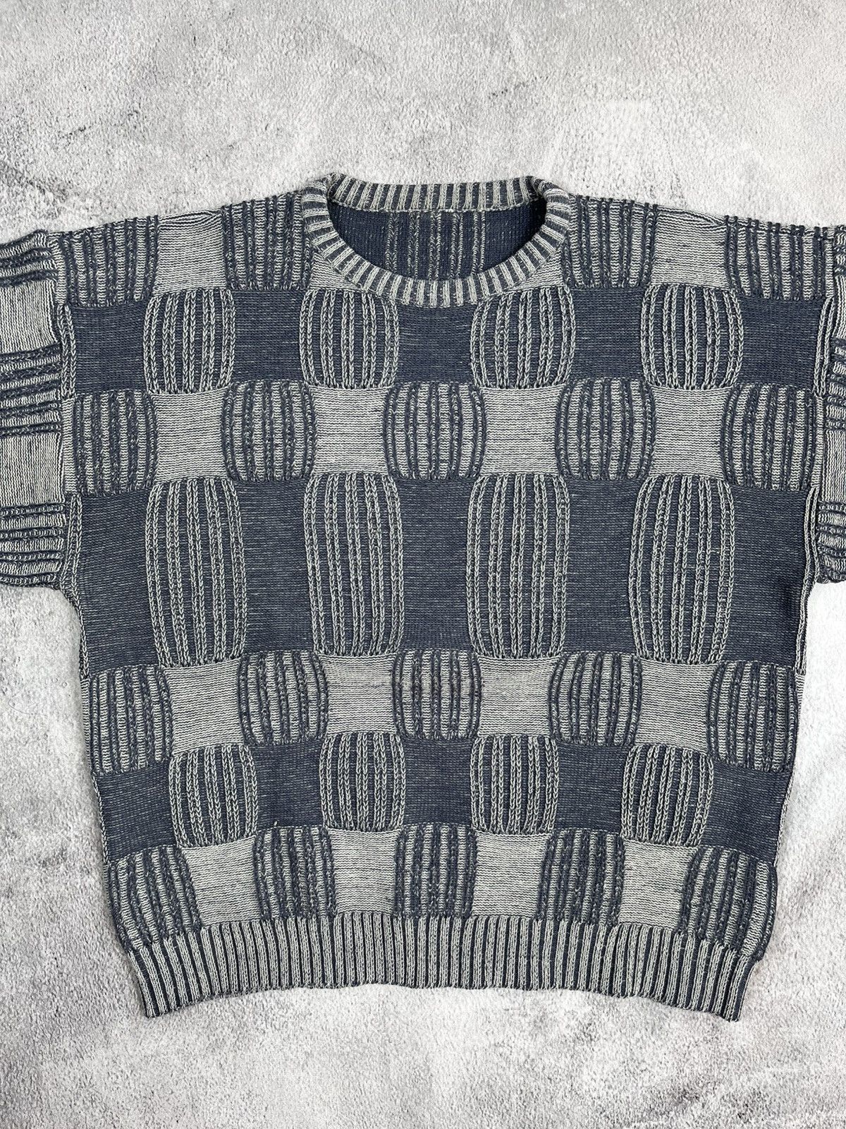 Japanese Brand × Vintage Vintage 90s check ribbed knitted sweater size M Size US M / EU 48-50 / 2 - 2 Thumbnail