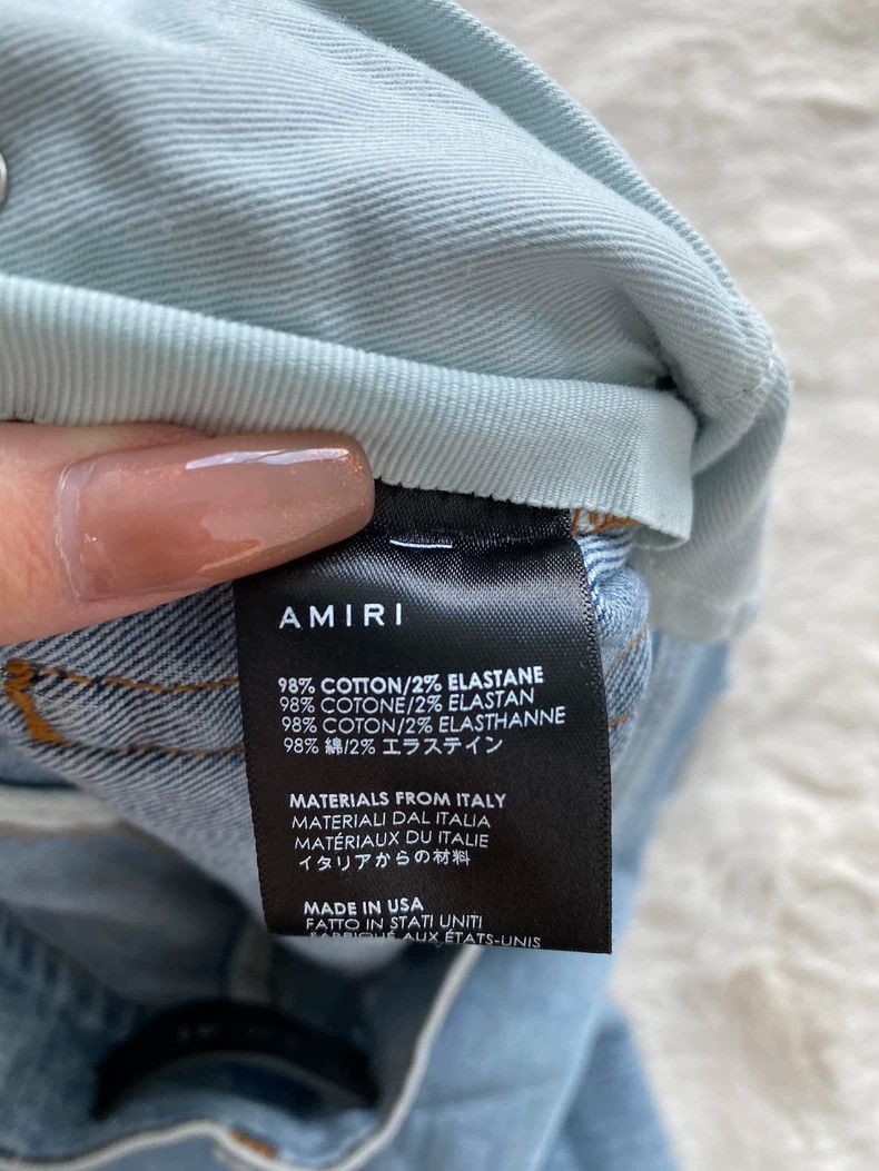 Amiri Amiri Washed Blue Leopard Print Flower Leather and Patchwo Size US 34 / EU 50 - 3 Thumbnail