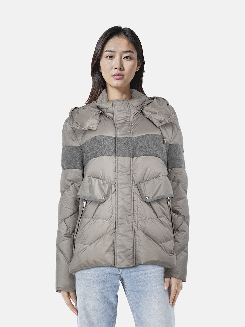 Moncler Gamme Bleu Grey Puffer Down Coat