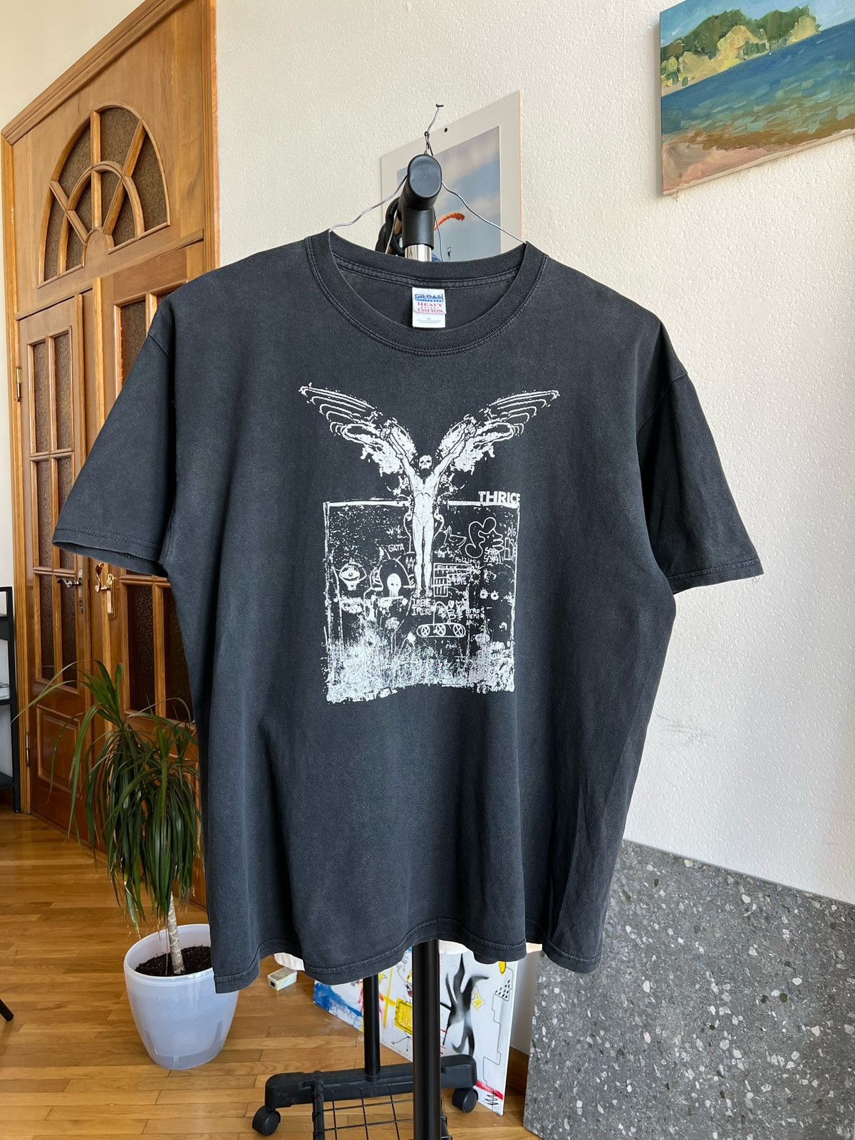 Band Tees × Vintage Vintage Thrice Emo Band T-Shirts skull angel