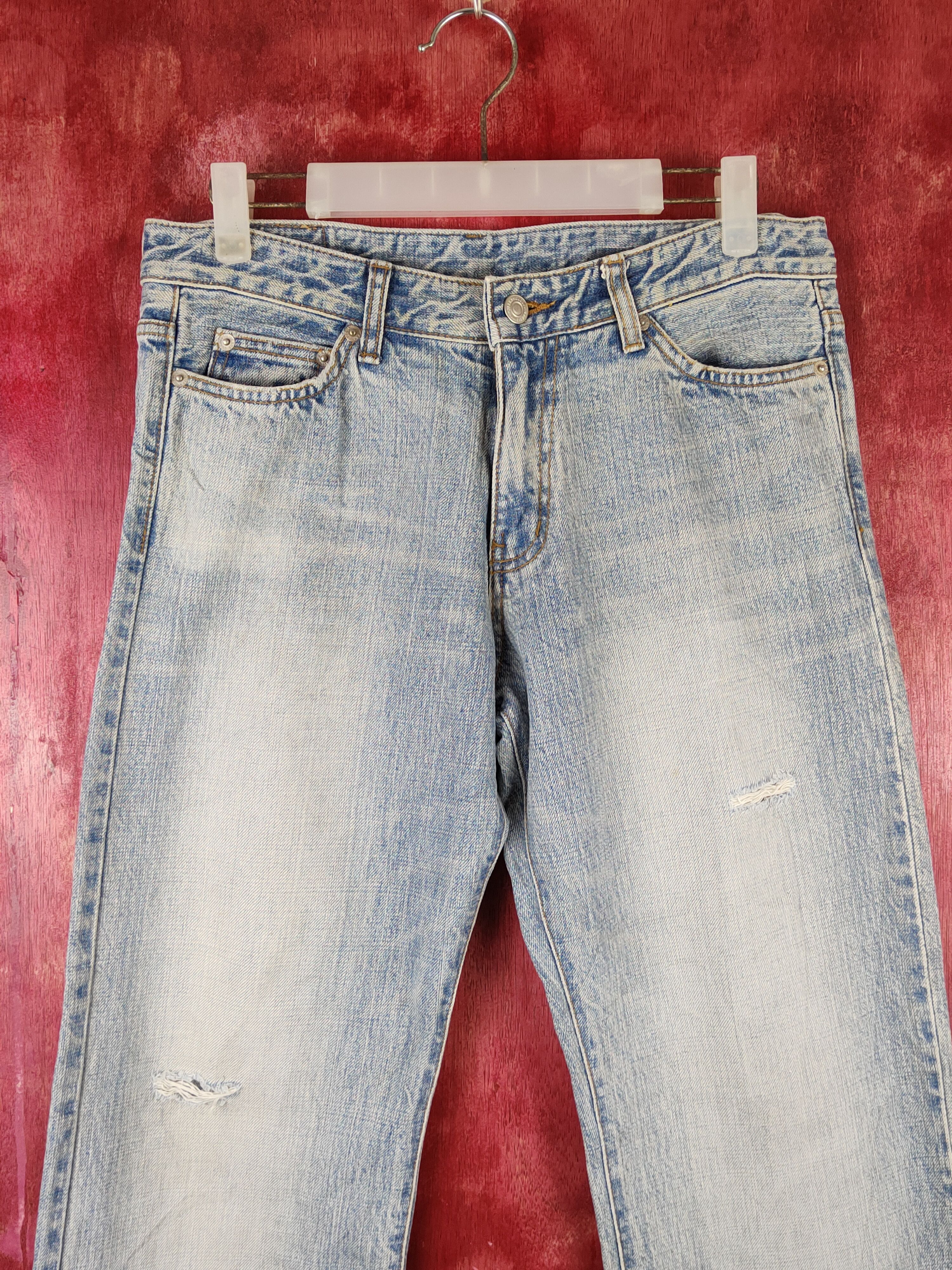 Japanese Brand Cocolulu Blue Faded Distressed Multipocket Denim #S1530 Size 29" - 2 Thumbnail