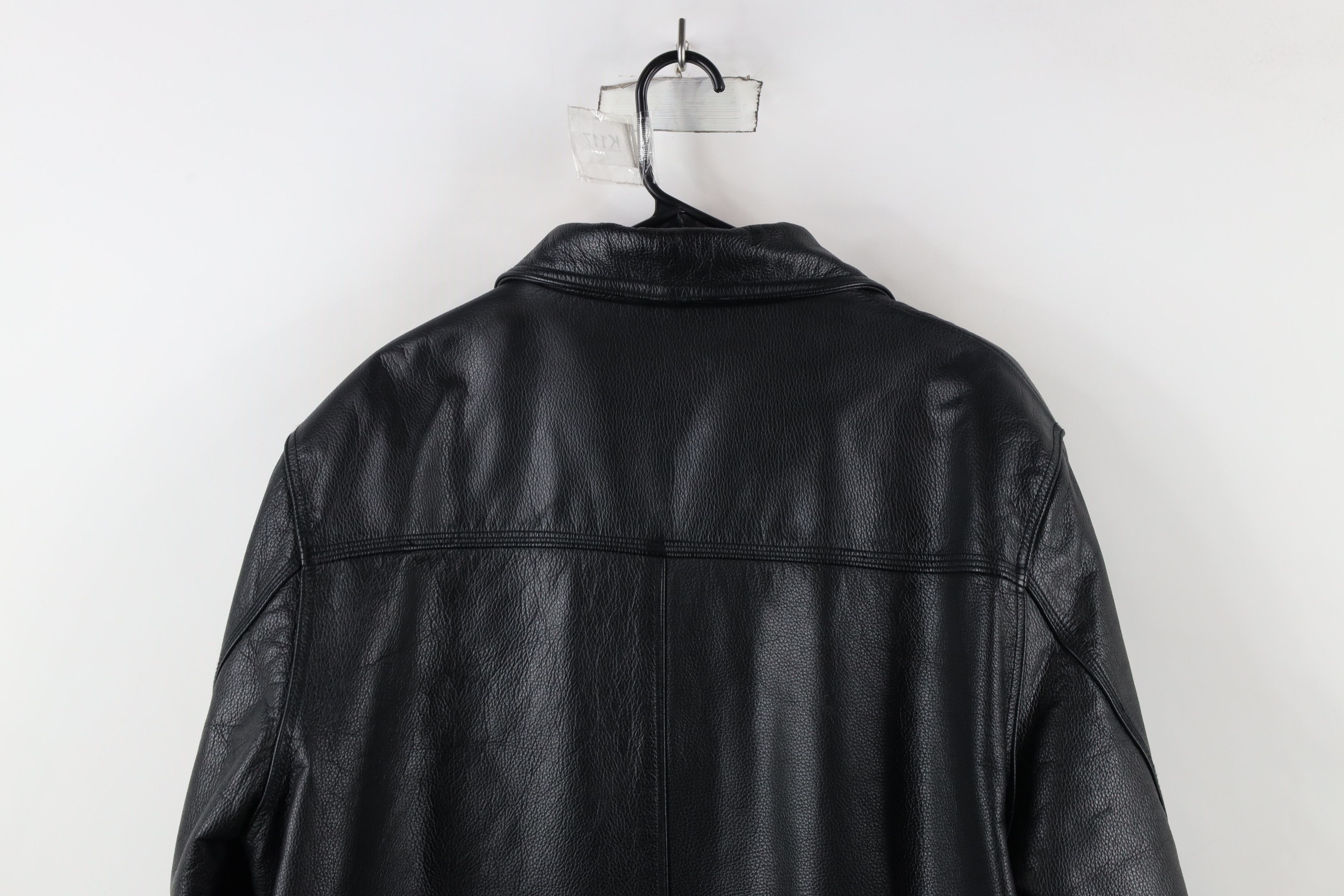Vintage Vintage 90s Streetwear Leather Full Button Jacket Coat Black Size US L / EU 52-54 / 3 - 16 Thumbnail