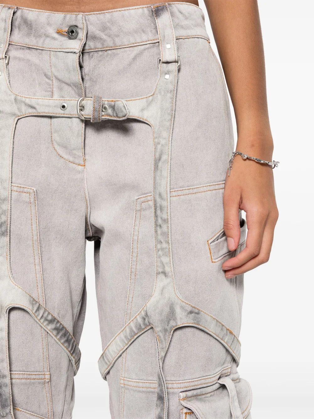 Off-White o1y1225 Cargo Denim Pant in Light Gray Size 26" / US 2 / IT 38 - 2 Thumbnail