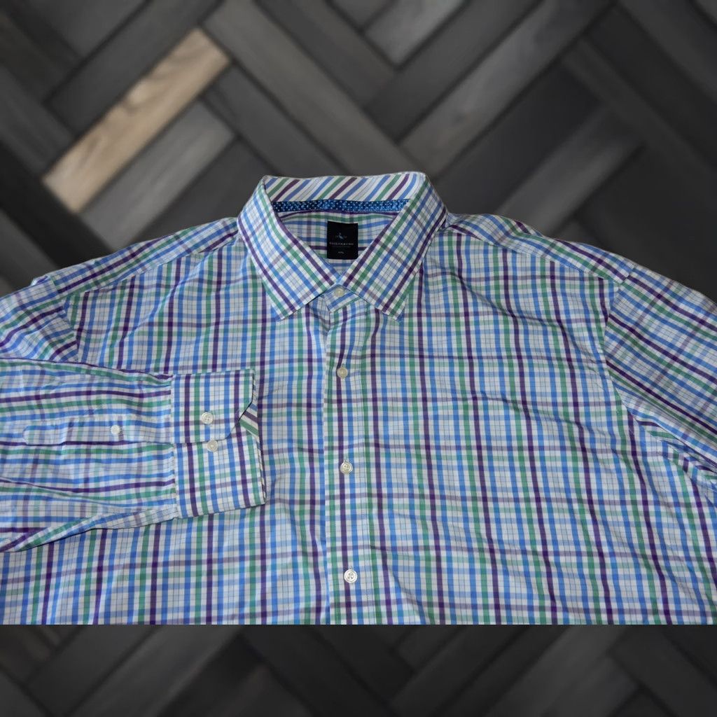 Tailorbyrd Tailorbyrd Button-Up Shirt Size 4XL Plaid White Cotton Long Sleeve Mens Big & Tall Size US XXL / EU 58 / 5 - 1 Thumbnail