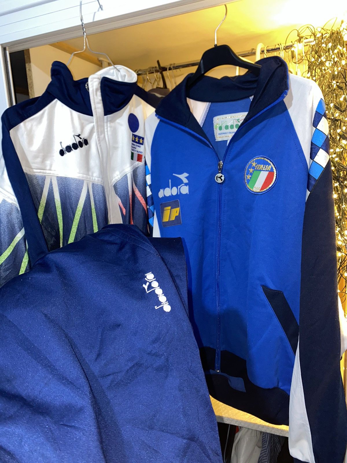 Survêtement Vintage Diadora Italie 90 - Coupe Du Monde Foot, Complet Bleu Taille L