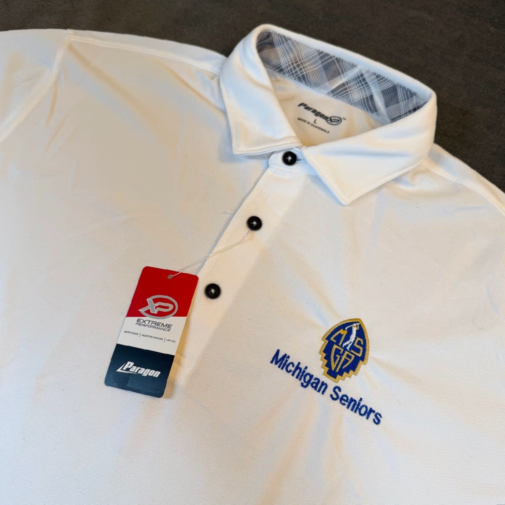 Vintage VINTAGE not applicable; ensure title uses original words only. Paragon XP White Michigan Seniors Golf Polo Shirt UPF 50+ Mens Large NWT Size US L / EU 52-54 / 3 - 2 Thumbnail
