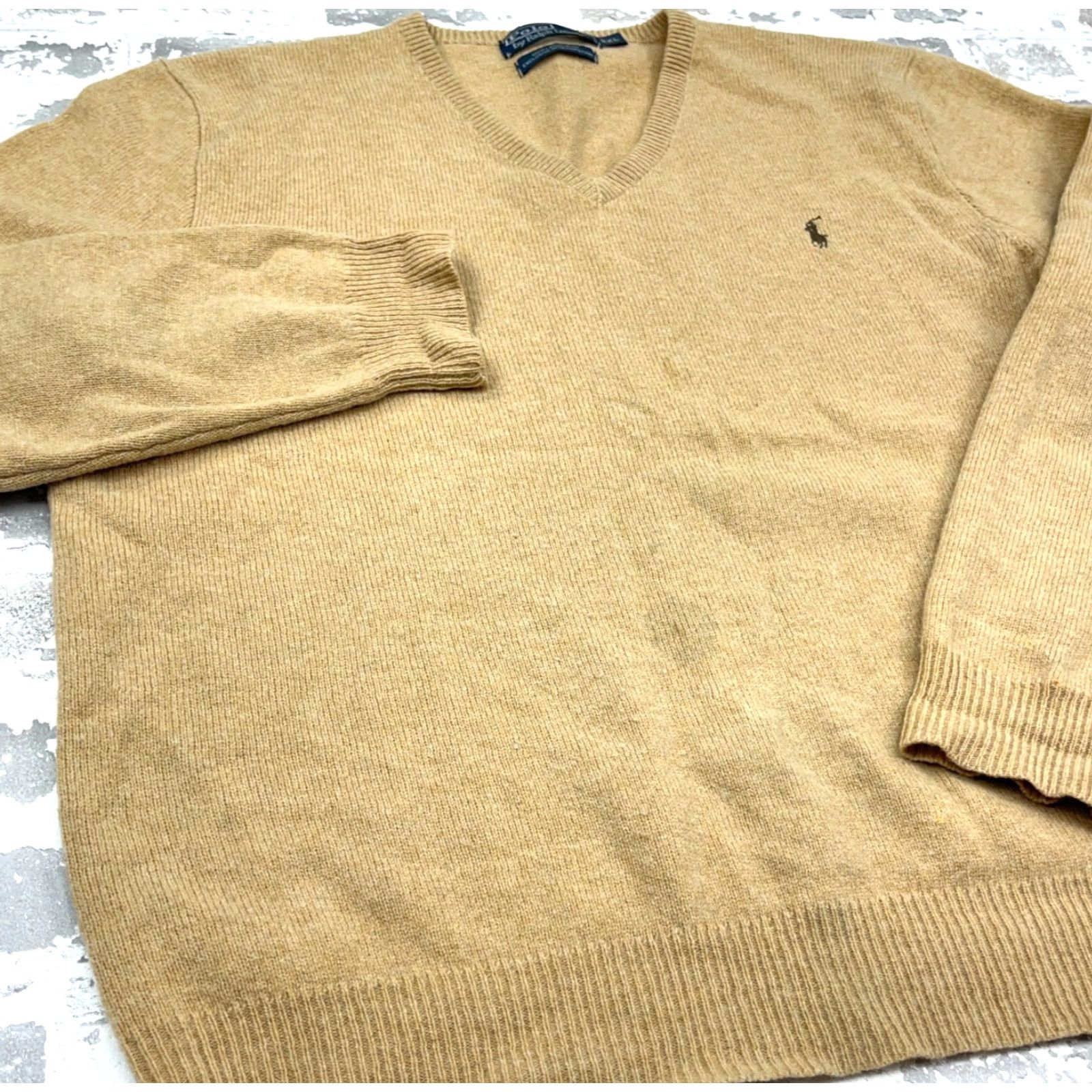 Polo Ralph Lauren VINTAGE Polo Ralph Lauren Sweater Shirt Mens XXL Brown Lambs Wool Knit V Neck Pullover Soft Size US XXL / EU 58 / 5 - 5 Thumbnail
