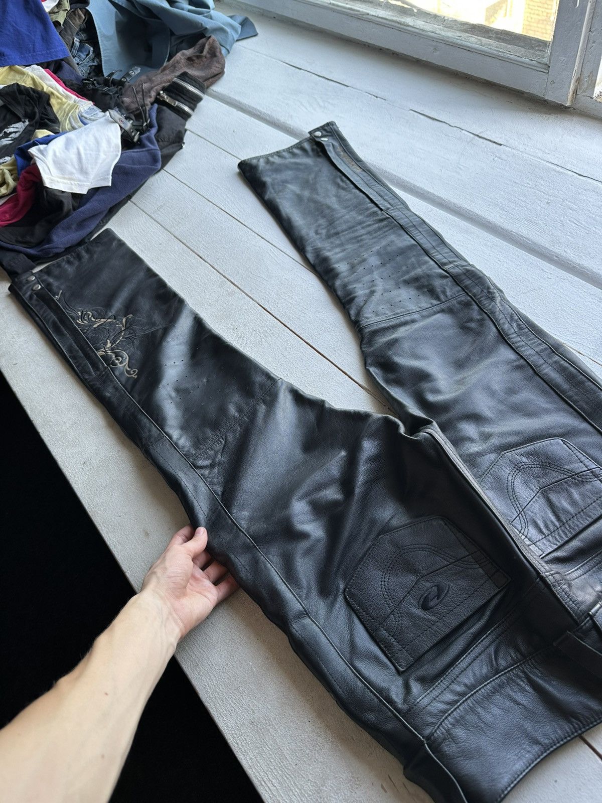 Leather HELD 🚨 LEATHER PANTS RACING VNTG Cowboy Biker Leather Pants Size US 32 / EU 48 - 10 Thumbnail