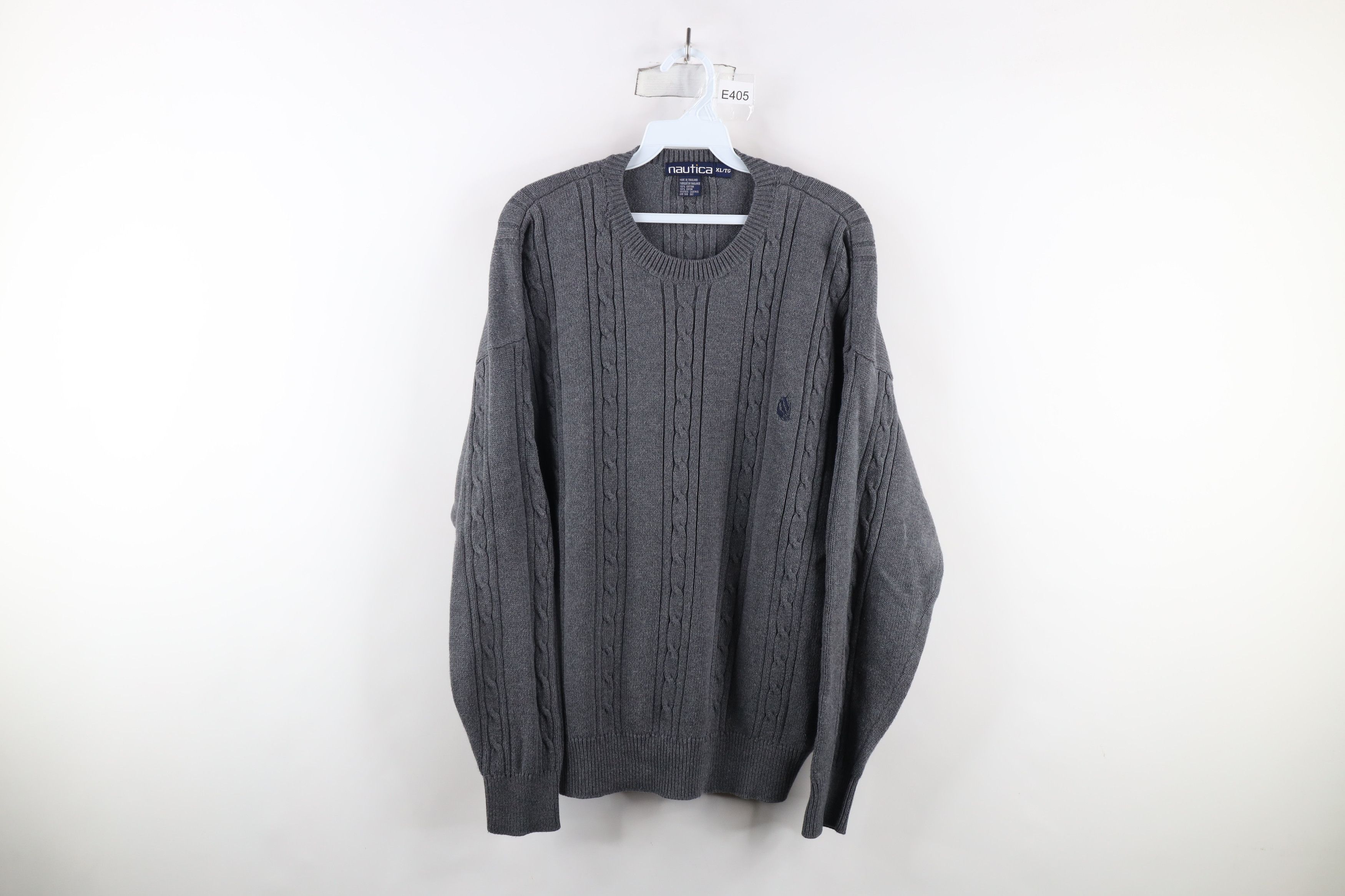 Nautica × Vintage Vintage 90s Nautica Chunky Cable Knit Crewneck Sweater Gray Size US XL / EU 56 / 4 - 1 Thumbnail