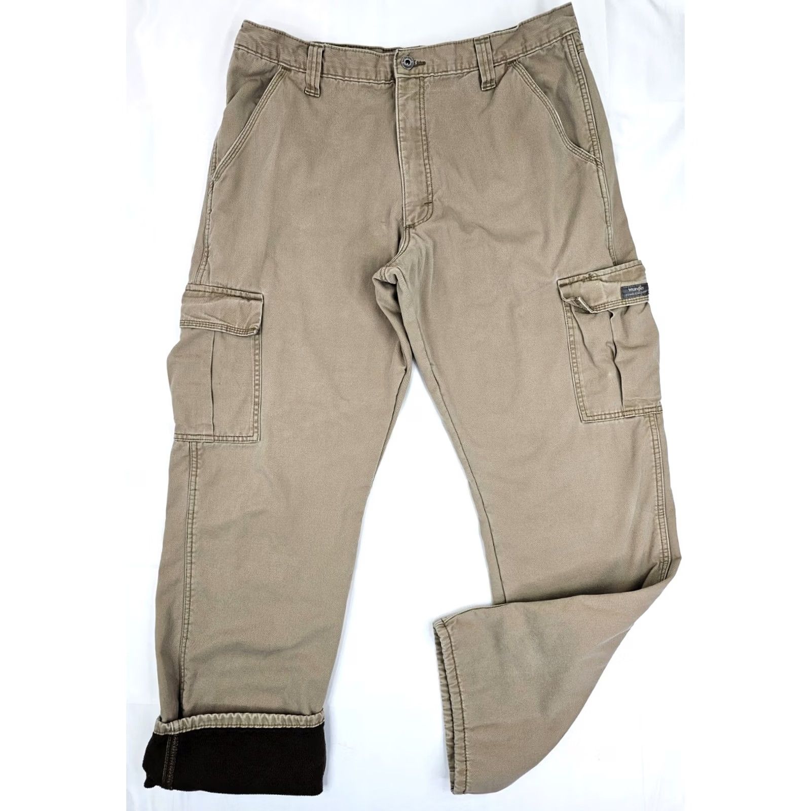 Wrangler Wrangler Cargo Pants Men 36x34 Fleece Lined Beige Relaxed Fit Cargo Utility Workwear Pants Size US 36 / EU 52 - 2 Thumbnail
