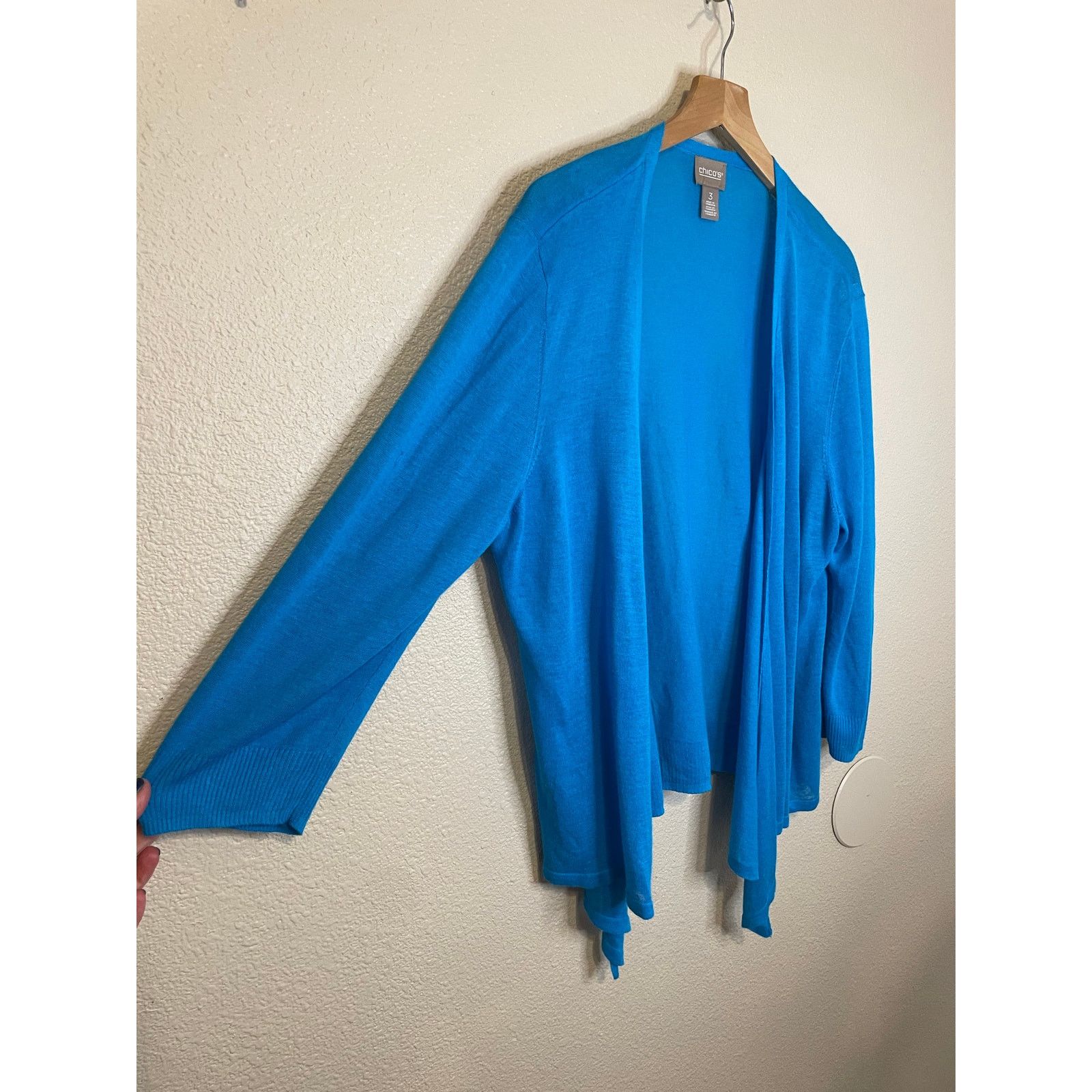 Chicos Chico's Blue Open Front Light Weight Cardigan 3 (XL) Size XL / US 12-14 / IT 48-50 - 3 Thumbnail