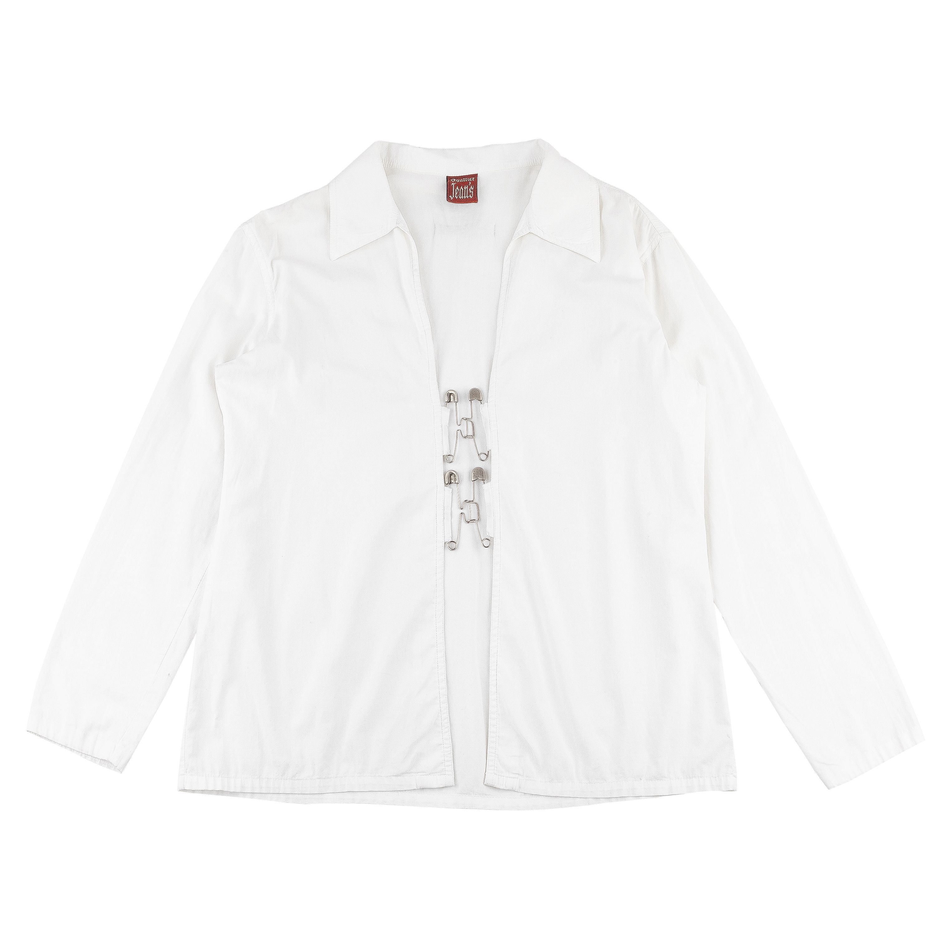 Jean Paul Gaultier Jean Paul Gaultier White Shirt Safety Pin Hook Closures (L) Size L / US 10 / IT 46 - 2 Thumbnail