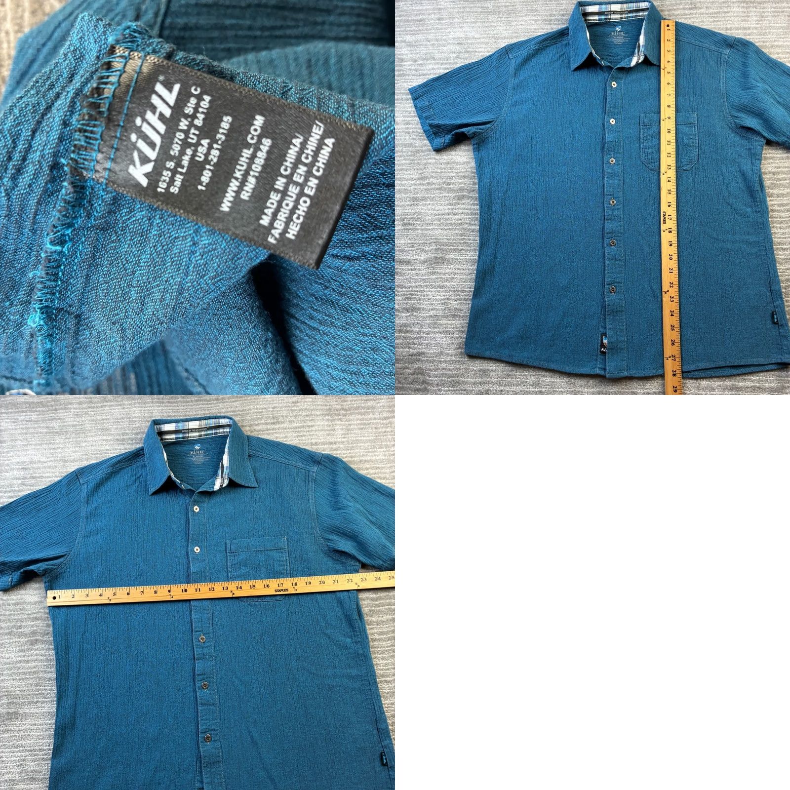 Vintage Kuhl Shirt Mens XL Blue Short Sleeve Button Pocket Organic Cotton Shirt Size US XL / EU 56 / 4 - 8 Thumbnail