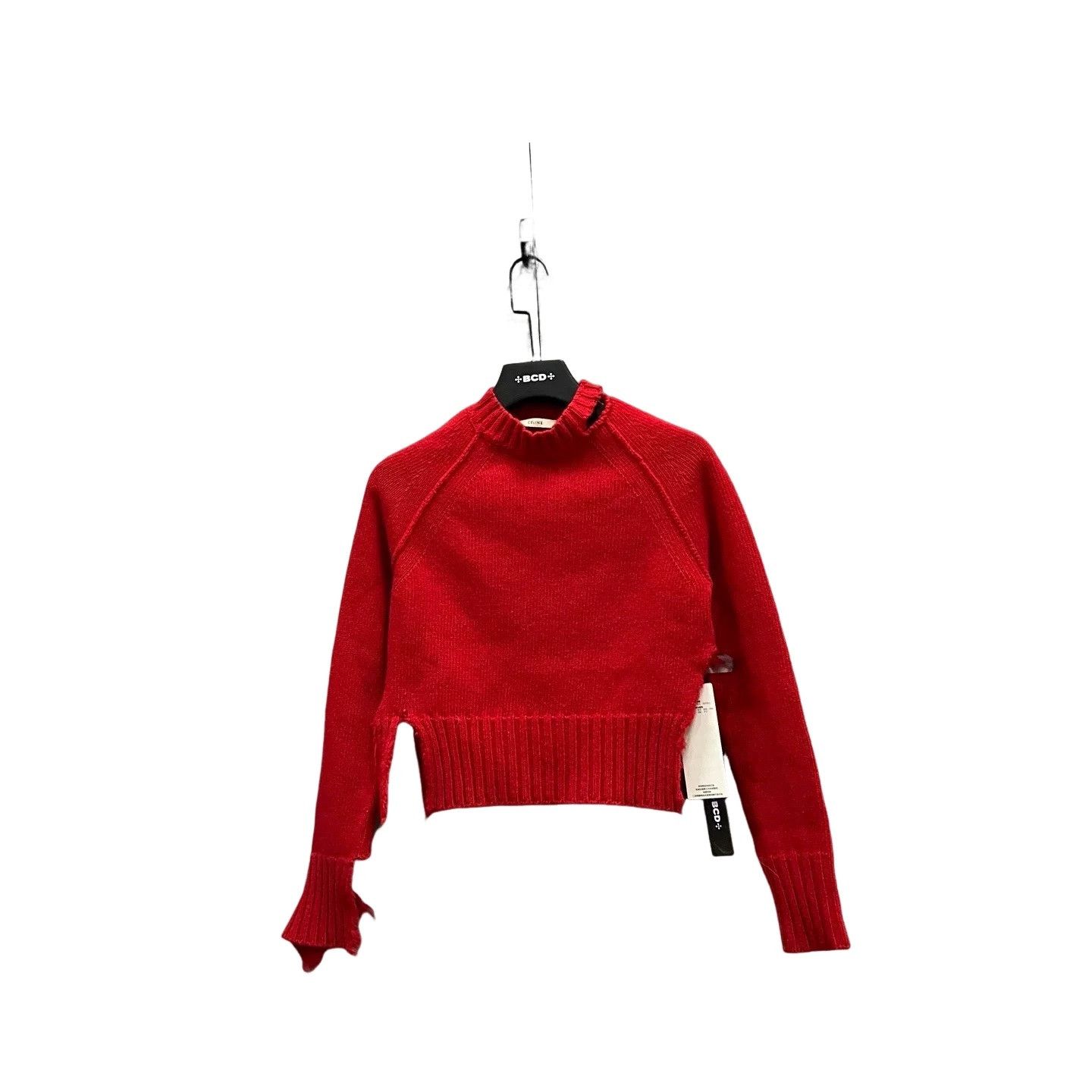 Celine Celine Red Distressed Knit Sweater Size XS Size XS / US 0-2 / IT 36-38 - 1 Thumbnail