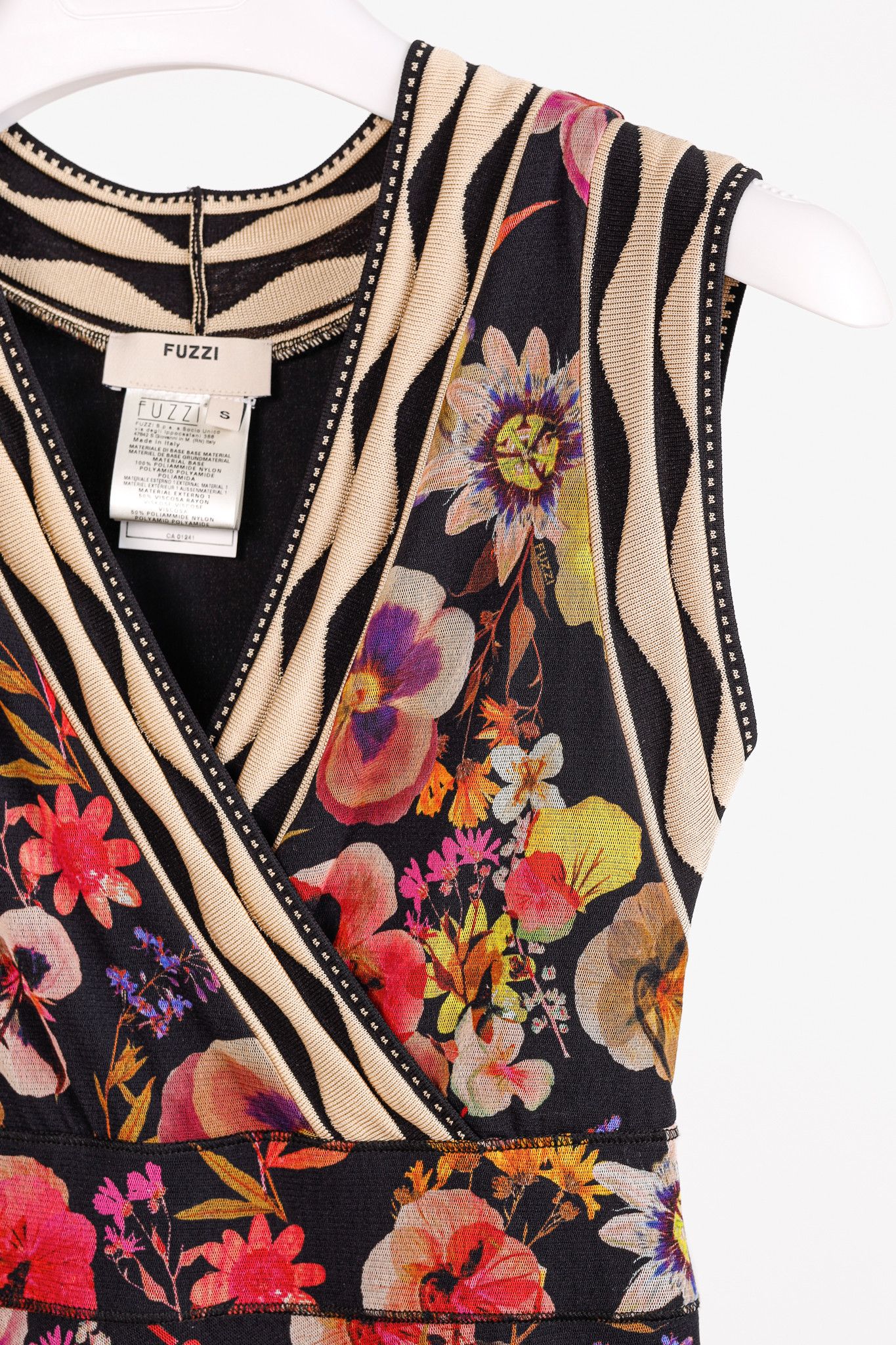 FUZZI Fuzzi Black Sleeveless Mesh Floral Midi Dress Size S / US 4 / IT 40 - 5 Thumbnail