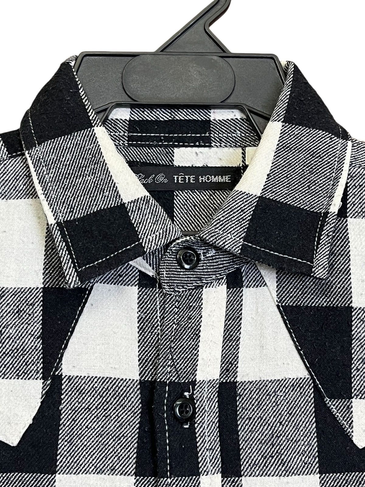 Tete Homme TETE HOMME issey miyake black on flannel button ups shirts Size US M / EU 48-50 / 2 - 4 Thumbnail