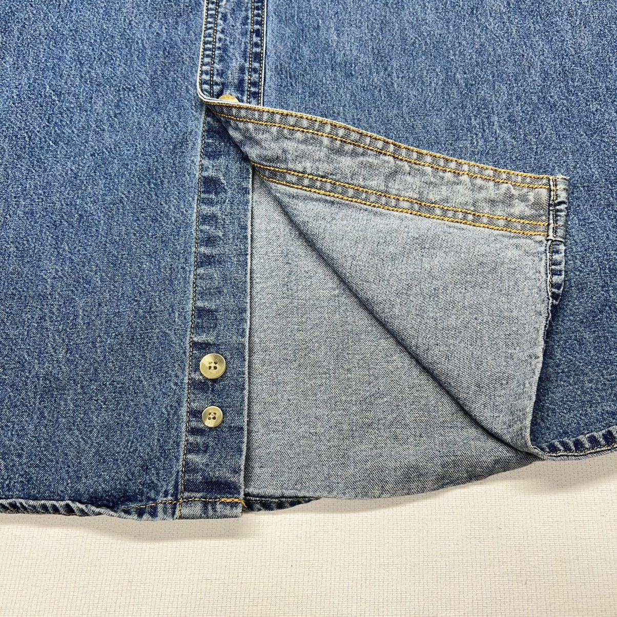 Lee × Vintage VTG Lee Denim Shirt Blue Button Down Embroidered Divco Size US XXL / EU 58 / 5 - 5 Thumbnail