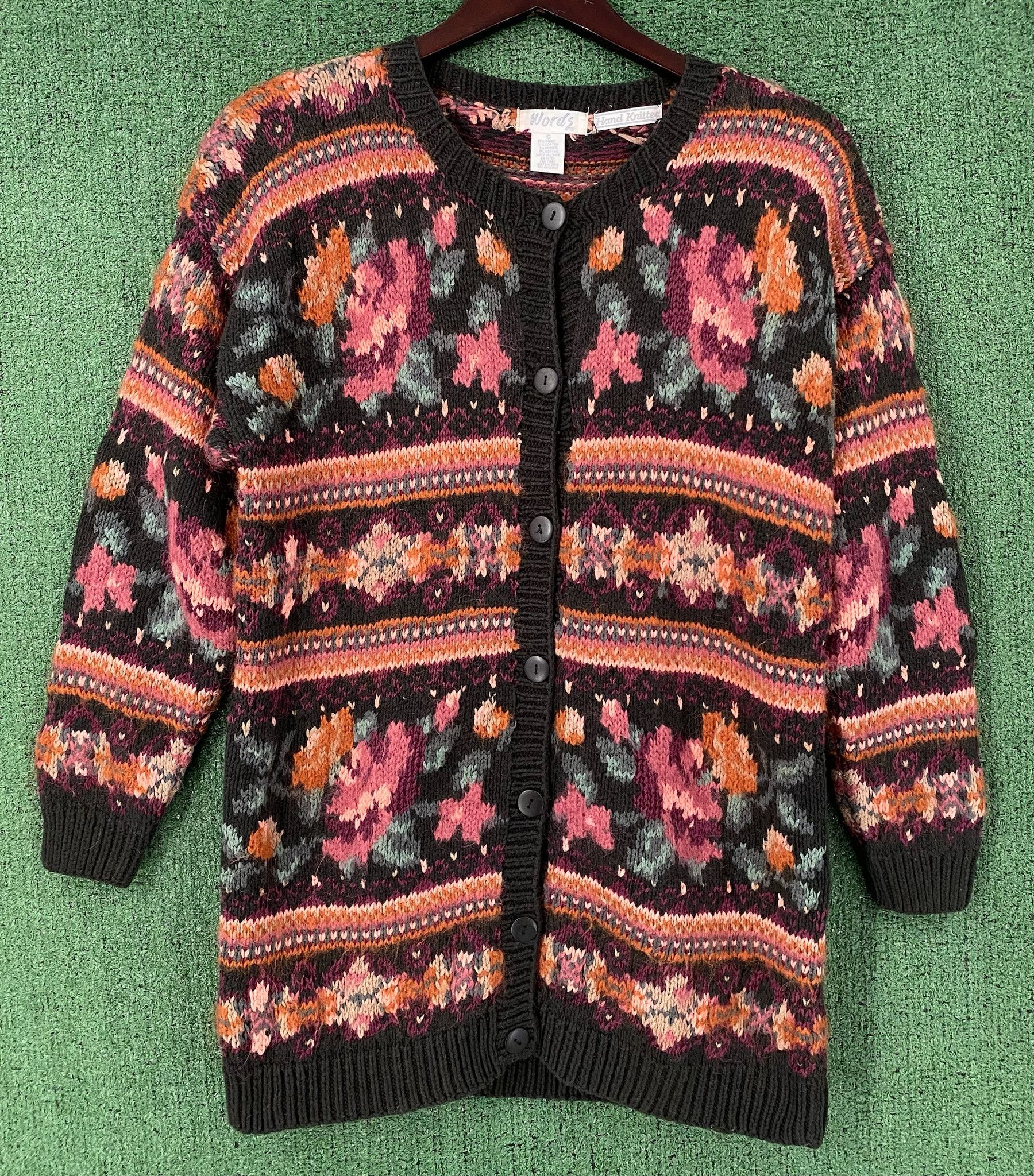 Vintage Y2K Floral Fair Isle Patterned Cardigan Sweater Medium Size M / US 6-8 / IT 42-44 - 1 Thumbnail