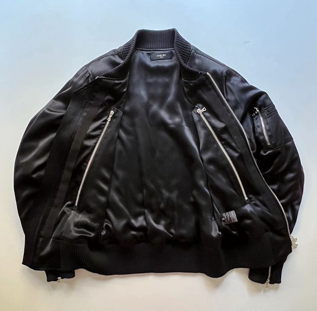 Amiri Amiri Black Silk Bomber Jacket Size US M / EU 48-50 / 2 - 2 Thumbnail