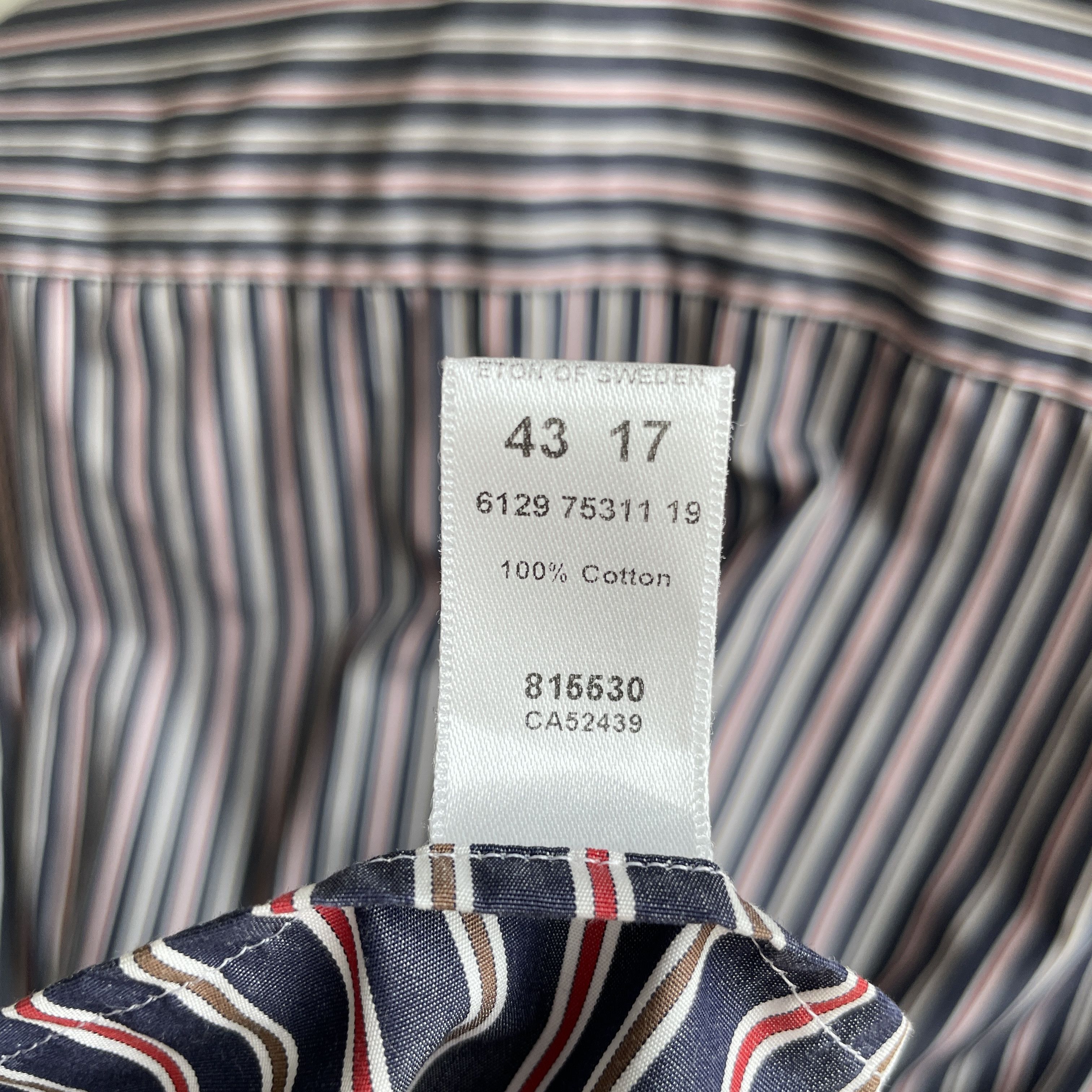Eton Eton Ganghester Navy Striped Dress Shirt Size 43 Size 46R - 8 Thumbnail