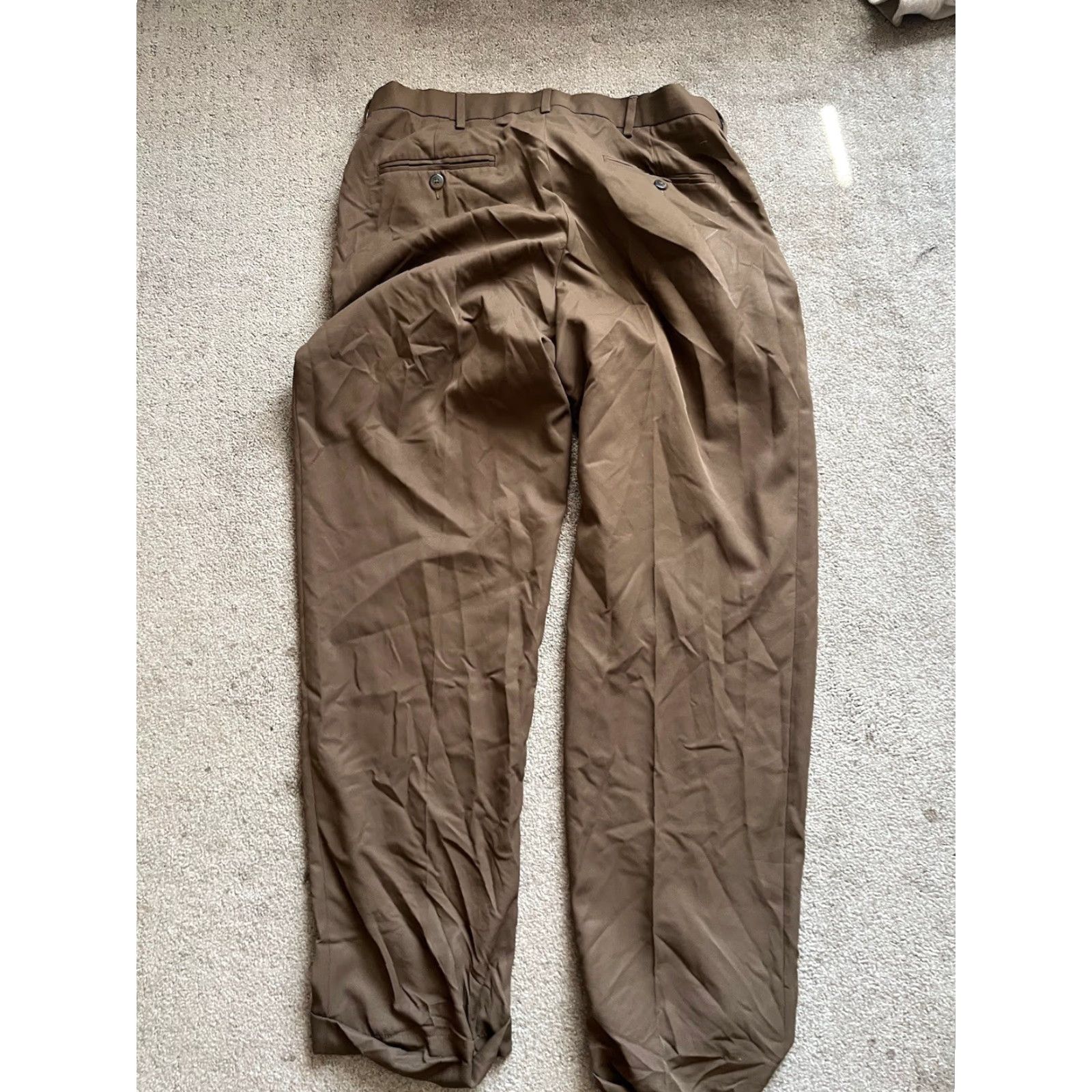 Haggar Haggar Dress Pants 34x32 Brown Polyester Classic Fit Pleated Front Belt Loops Men Pants Size US 34 / EU 50 - 3 Thumbnail