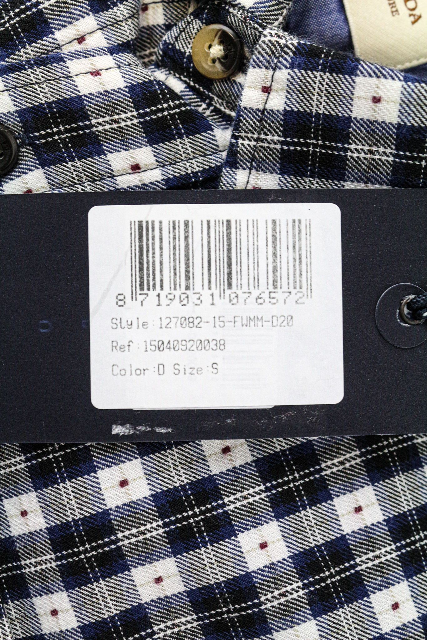 Scotch & Soda S Navy Blue Cotton Tartan Button Shirt 75223 Size US S / EU 44-46 / 1 - 5 Thumbnail