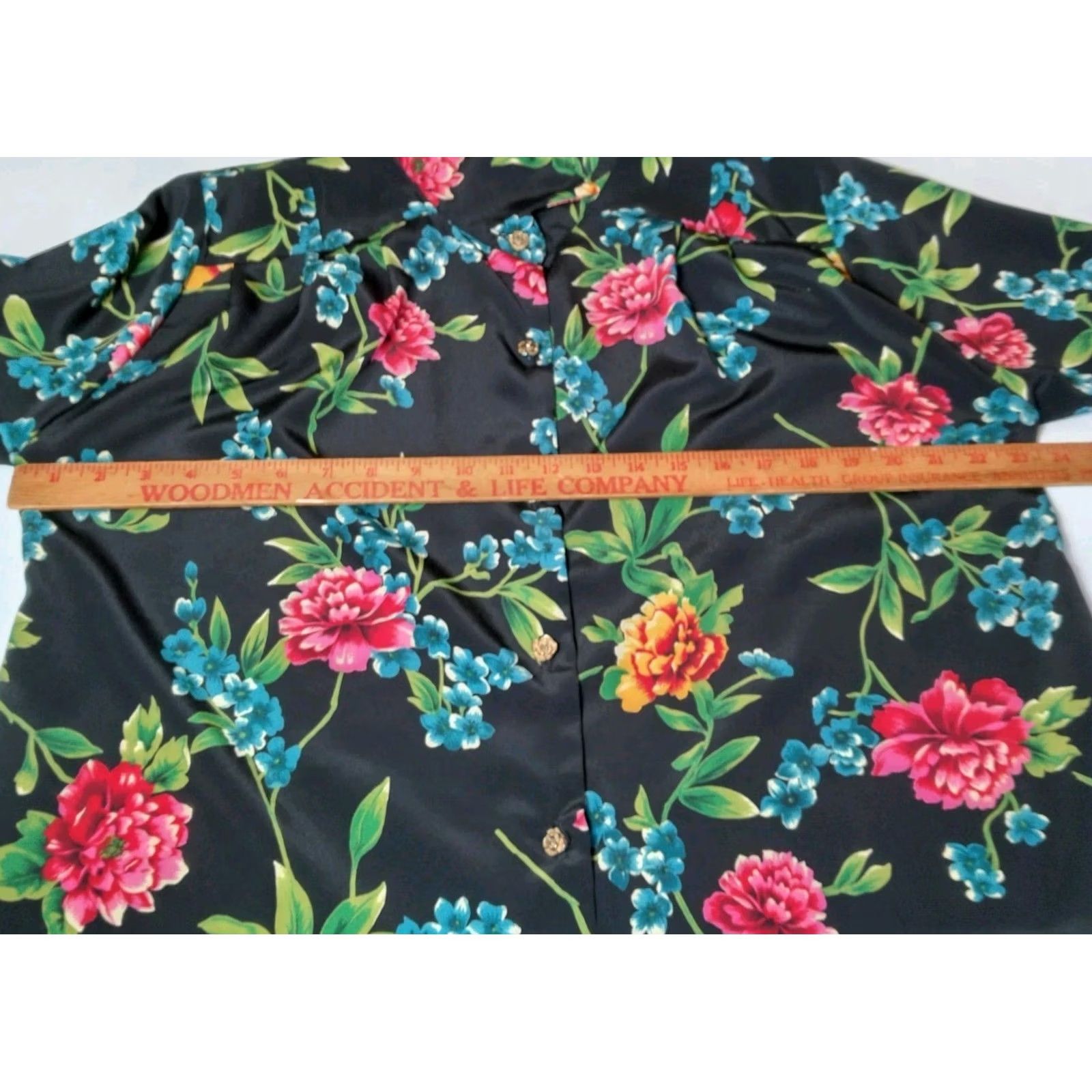 Vintage VINTAGE Maggie Sweet Blouse 1X Women Flower Chiffon Button Long Sleeve Collared Gold Floral Size XL / US 12-14 / IT 48-50 - 6 Thumbnail