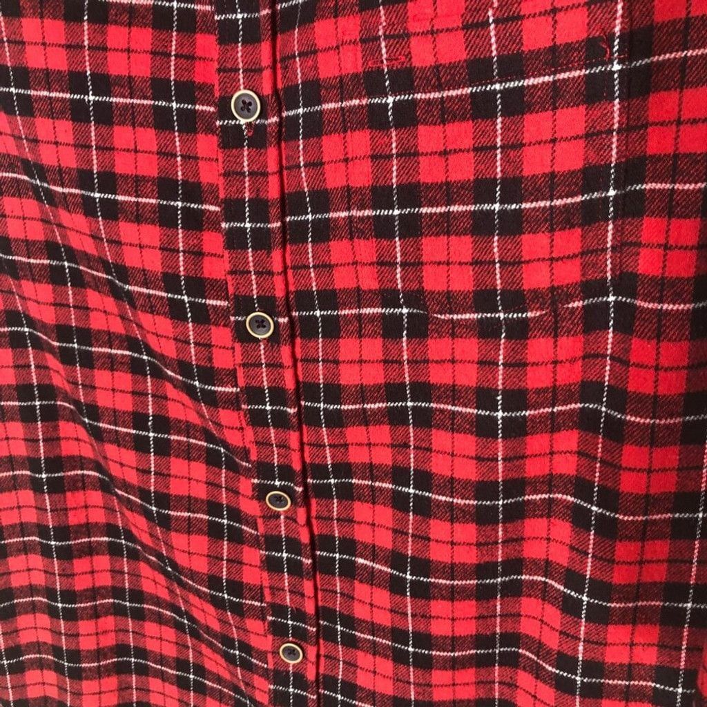 Vintage red black plaid flannel shirt long sleeves fleece sz L Size US L / EU 52-54 / 3 - 5 Thumbnail