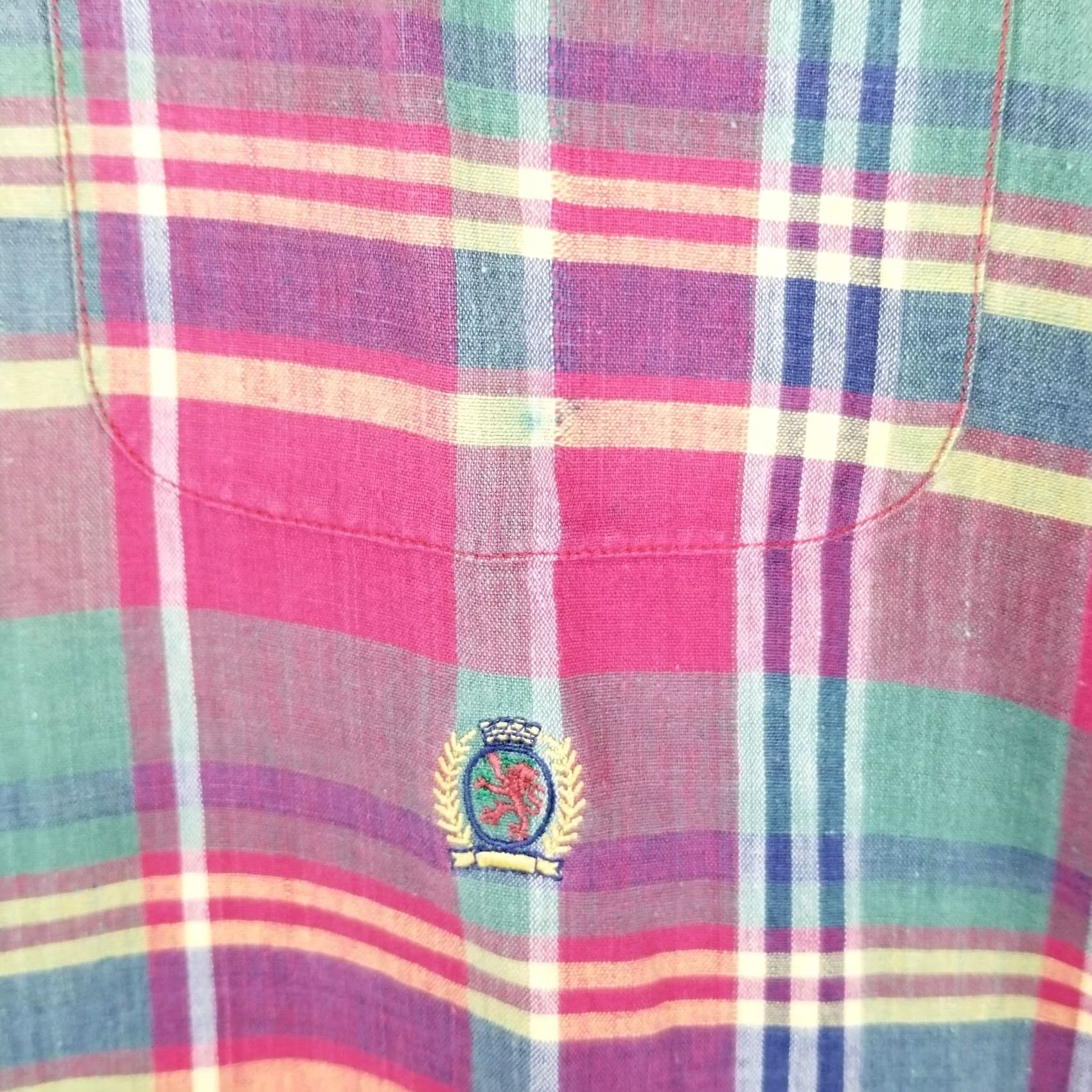 Tommy Hilfiger VINTAGE Tommy Hilfiger Shirt Men L Pink Plaid Short Sleeve Button-Up Collared Barbie Casual Size US L / EU 52-54 / 3 - 2 Thumbnail