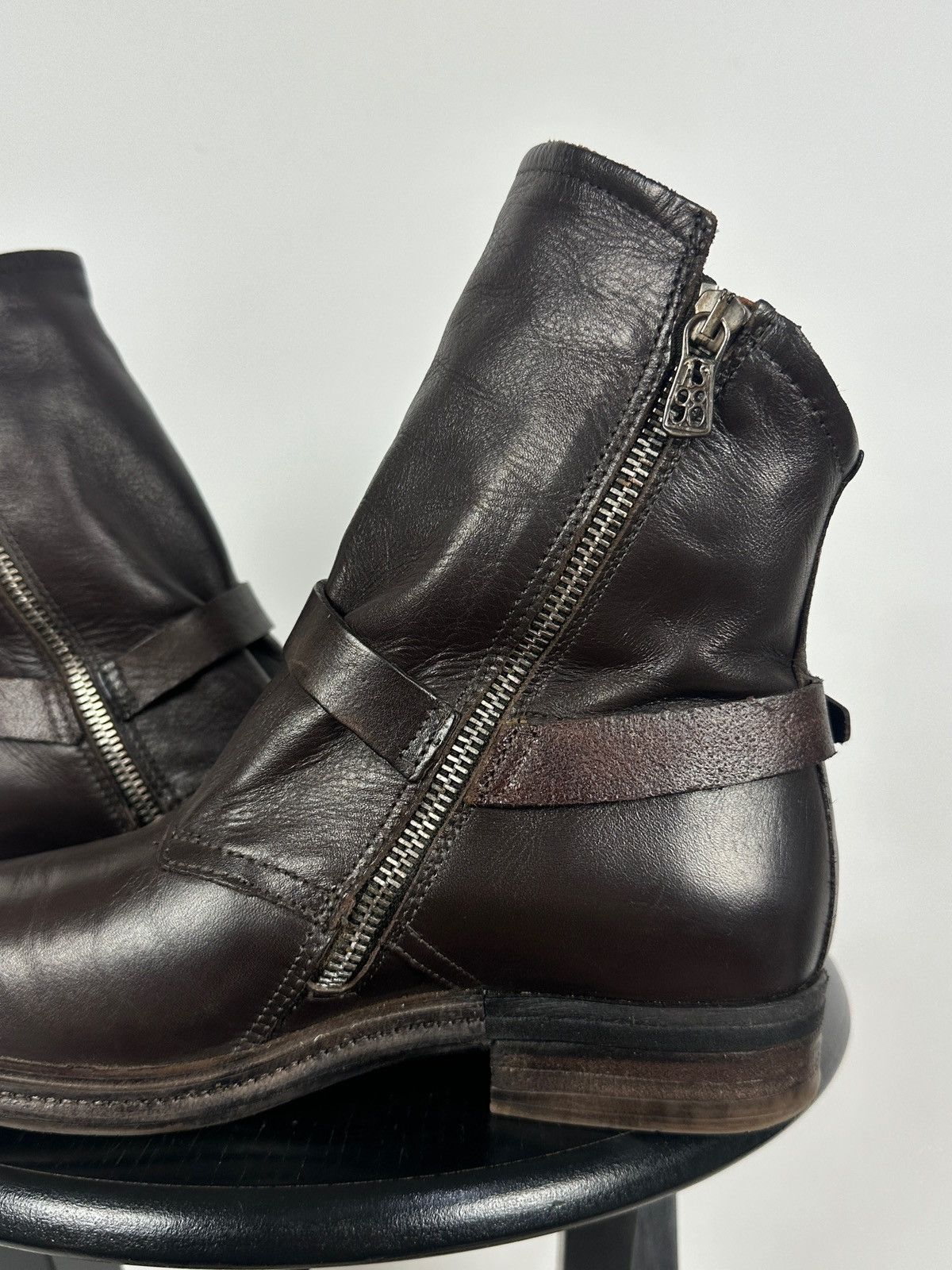 A.S.98 A.S.98. Airstep Brown Leather Biker Buckle Strap Ankle Boots Size US 8 / IT 38 - 20 Thumbnail