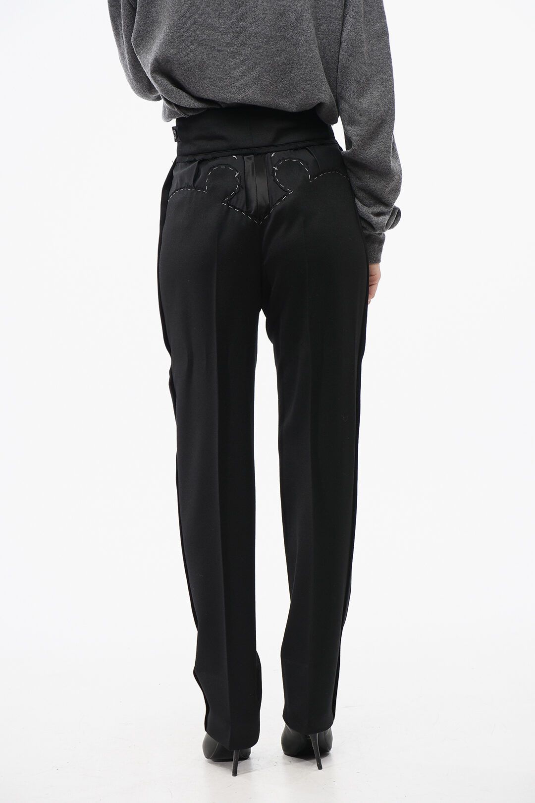 Maison Margiela og1mm0825 High Waist Wool Pant in Black Size 26" / US 2 / IT 38 - 2 Thumbnail