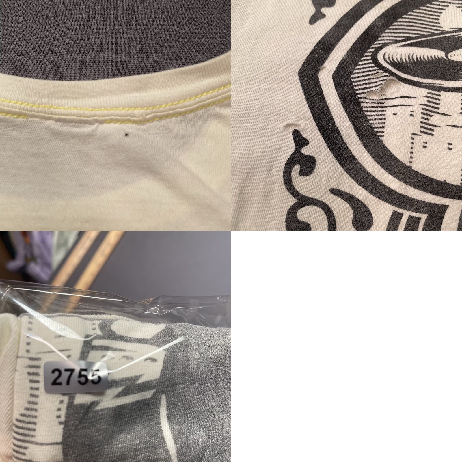 Obey VINTAGE OBEY Shirt Mens XL Short Sleeve Rock Beige Cotton Logo Short Sleeve Crew Neck Holes Stains Size US XL / EU 56 / 4 - 8 Thumbnail