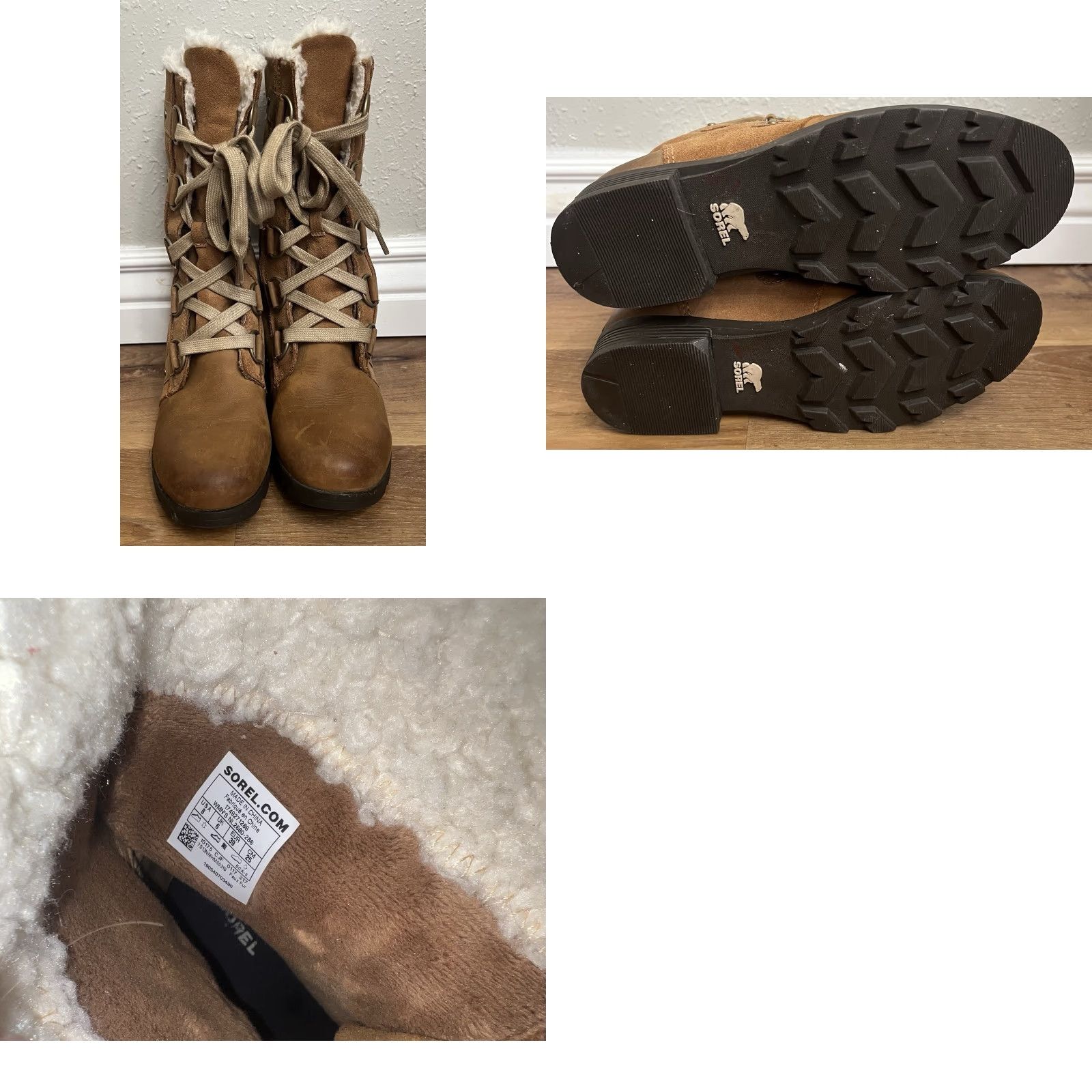 SOREL Sorel Emelie Snow Boot Women's Brown Suede Full Grain Waterproof Lace Up Mid-Calf 12" Tall, US 8, UK 6, EU 39, Faux Fur Lining, Brown, Size 8 Mens? Size US 6 / IT 36 - 8 Thumbnail
