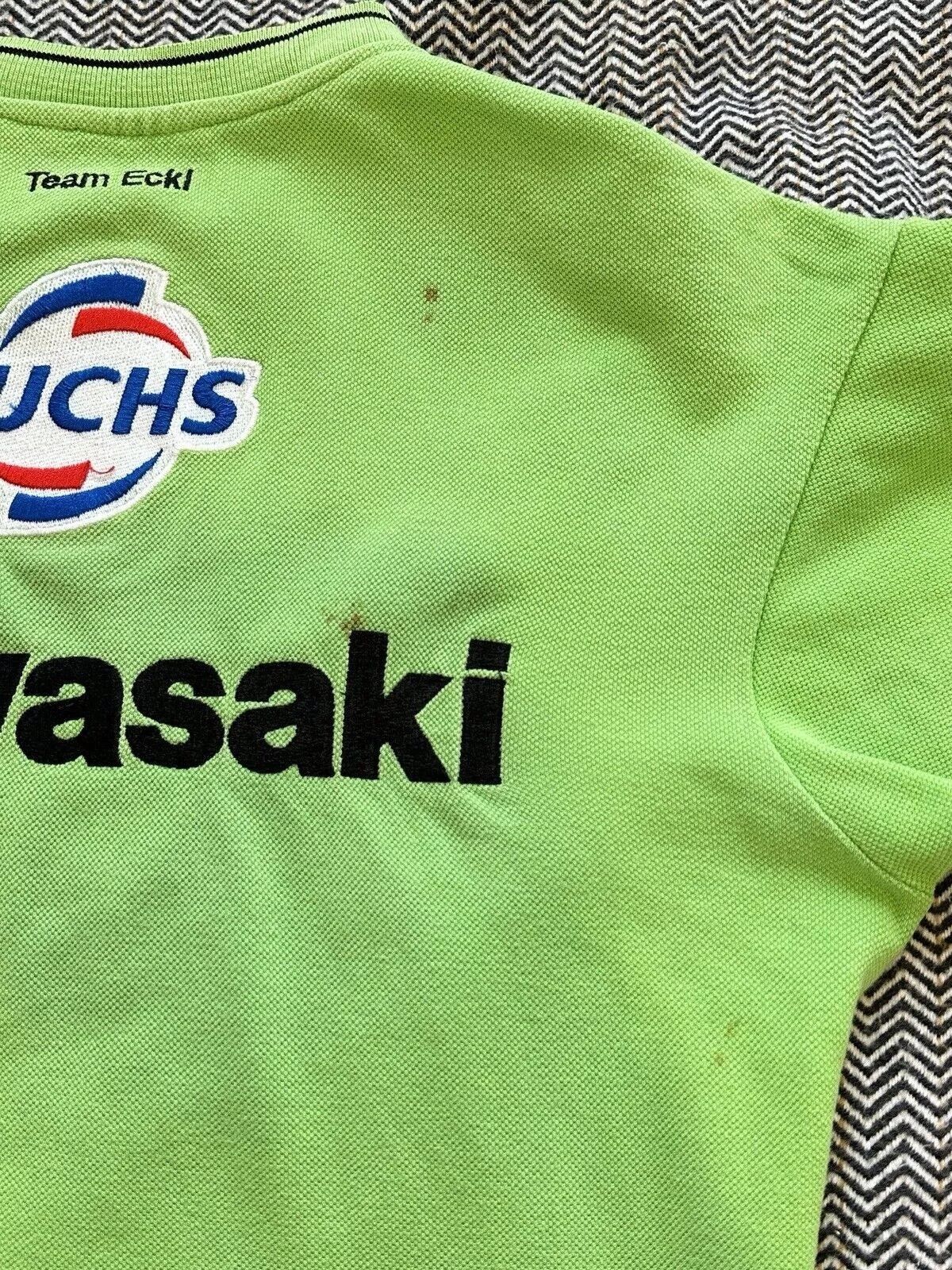 Vintage VINTAGE KAWASAKI RACING TEAM ECKL MOTO SHIRT FUCHS MENS S Size US S / EU 44-46 / 1 - 6 Thumbnail