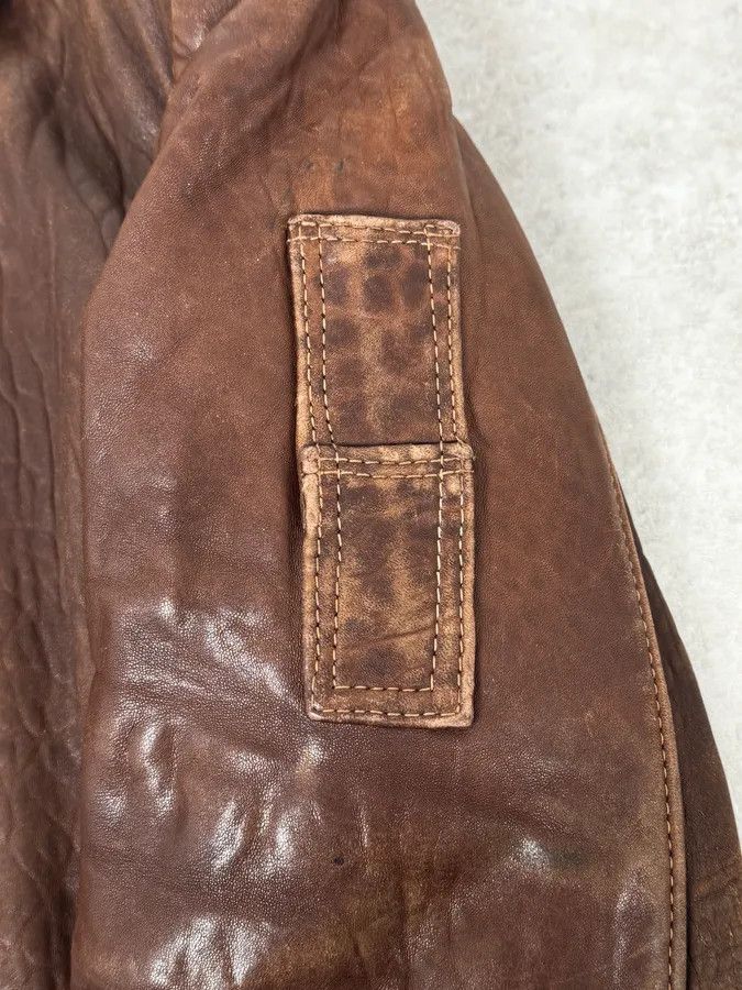 Vintage 1990s Archive Brown Fur Collar Aviator Bomber Leather Jacket Size US M / EU 48-50 / 2 - 10 Thumbnail