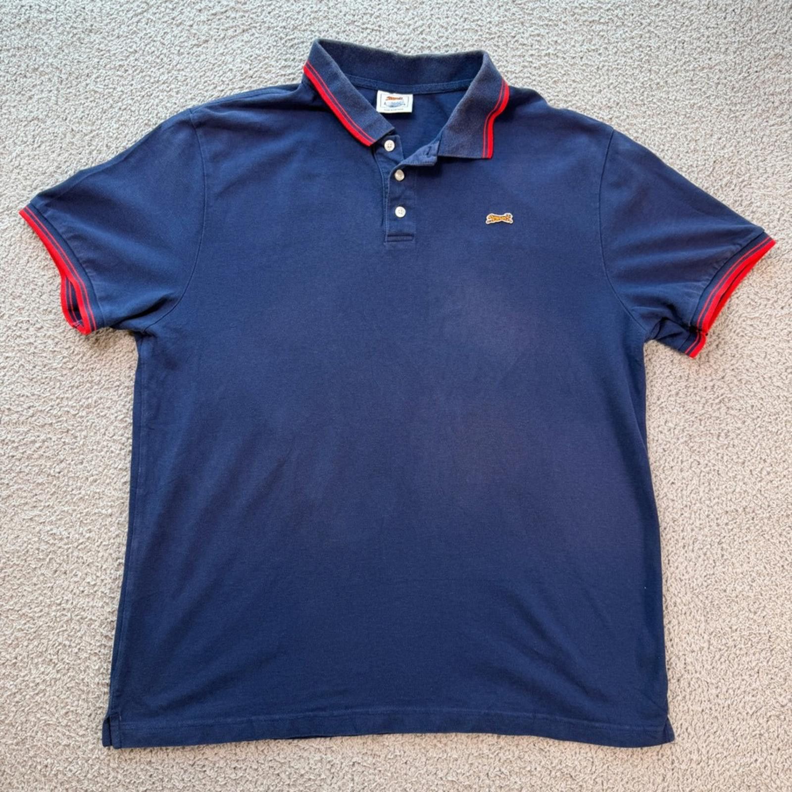 Le TIGRE Le Tigre Polo Shirt Mens Large Navy Blue Red Tipped Cotton Size US L / EU 52-54 / 3 - 1 Thumbnail