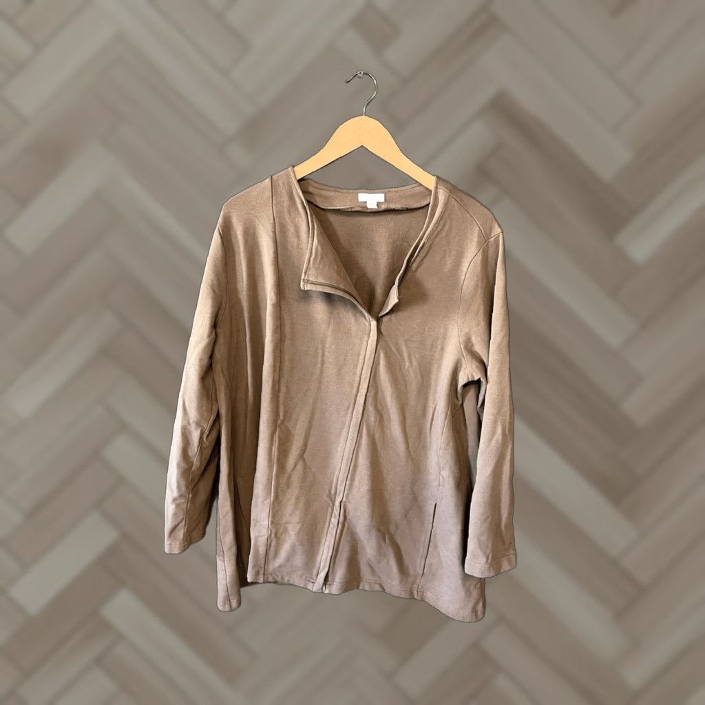 J. Jill Pure Jill Womens Brown Long Sleeve Full Zip Sweater Plus Size 1X Size XL / US 12-14 / IT 48-50 - 1 Thumbnail