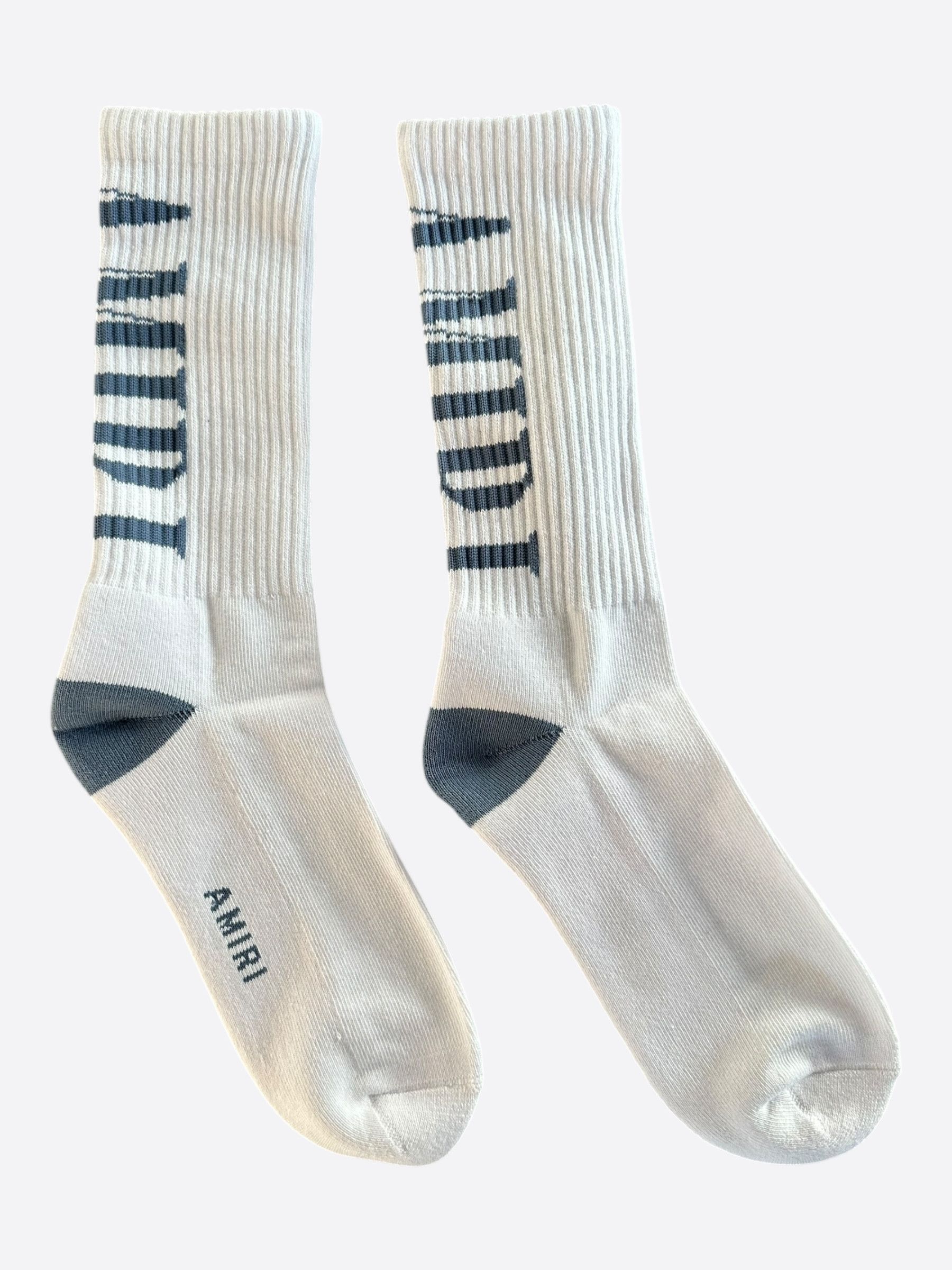Amiri Amiri White & Blue Core Logo Socks Size ONE SIZE - 1 Thumbnail