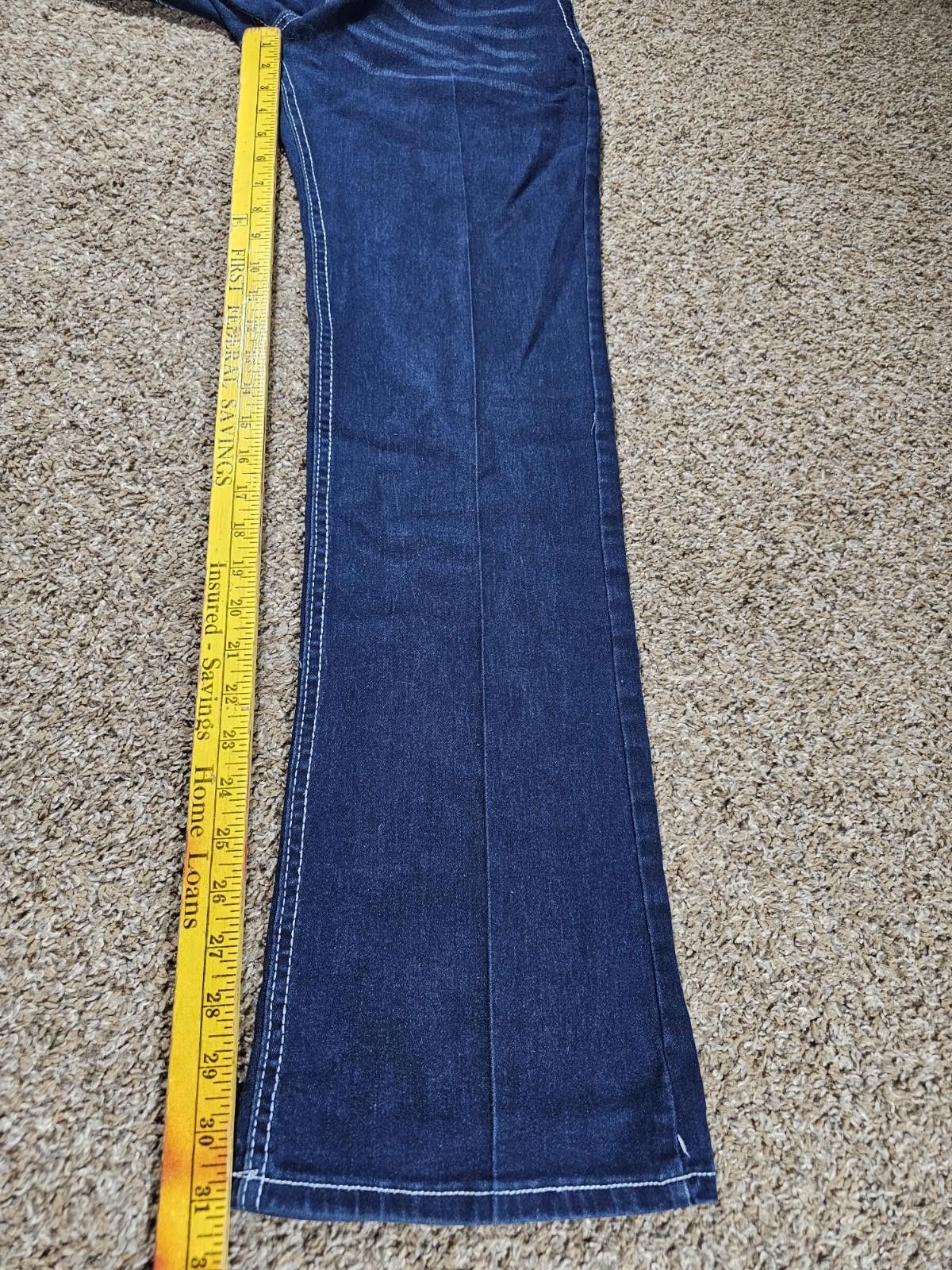Unknown London Feather embroidery pockets Large blue jeans APPROX 30x31 Size 36" / US 14 / IT 50 - 6 Thumbnail